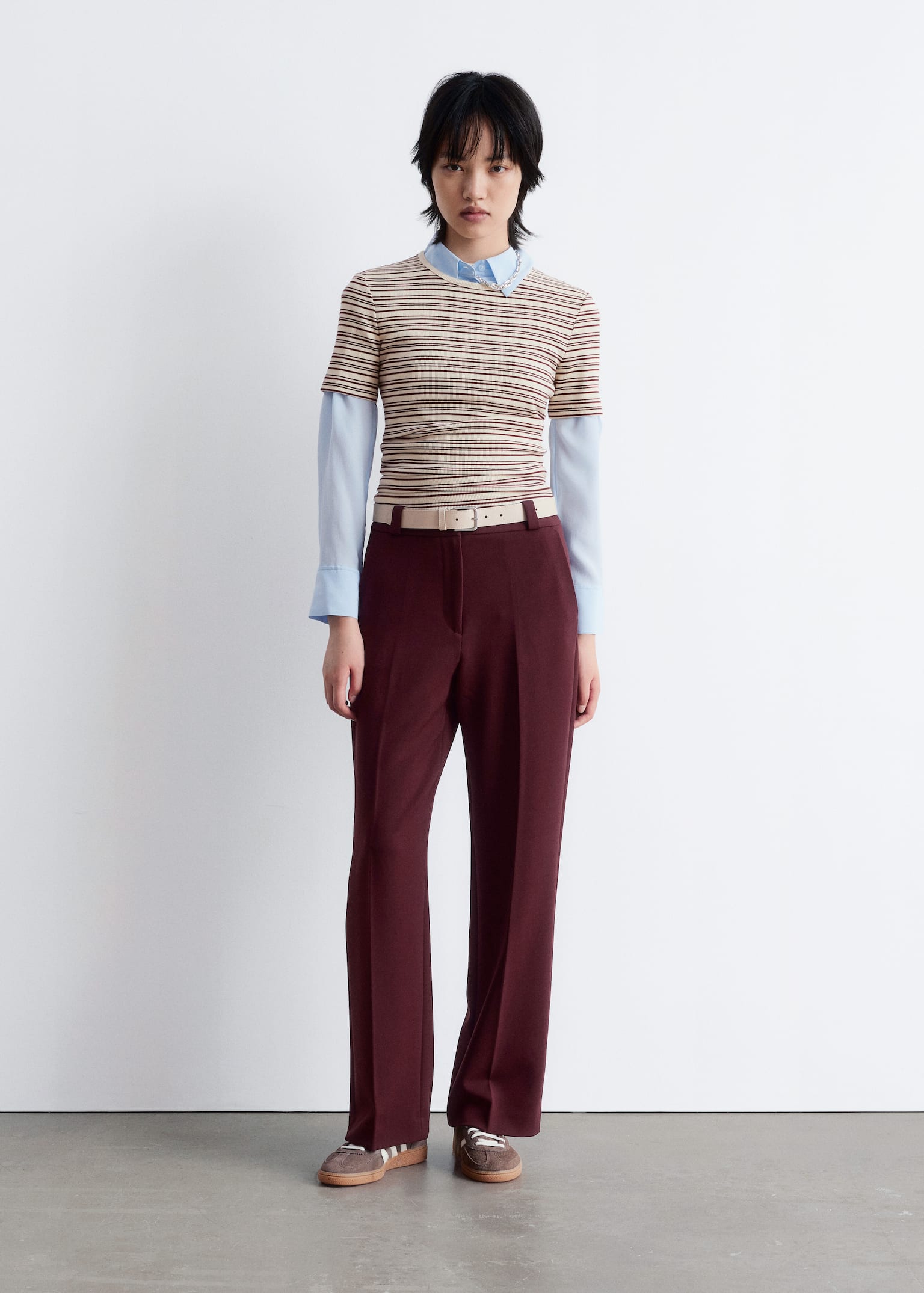 Široké kalhoty s puky - Tmavě červená/Krémová/Khaki/Černá/Navy/Tmavě hnědá
