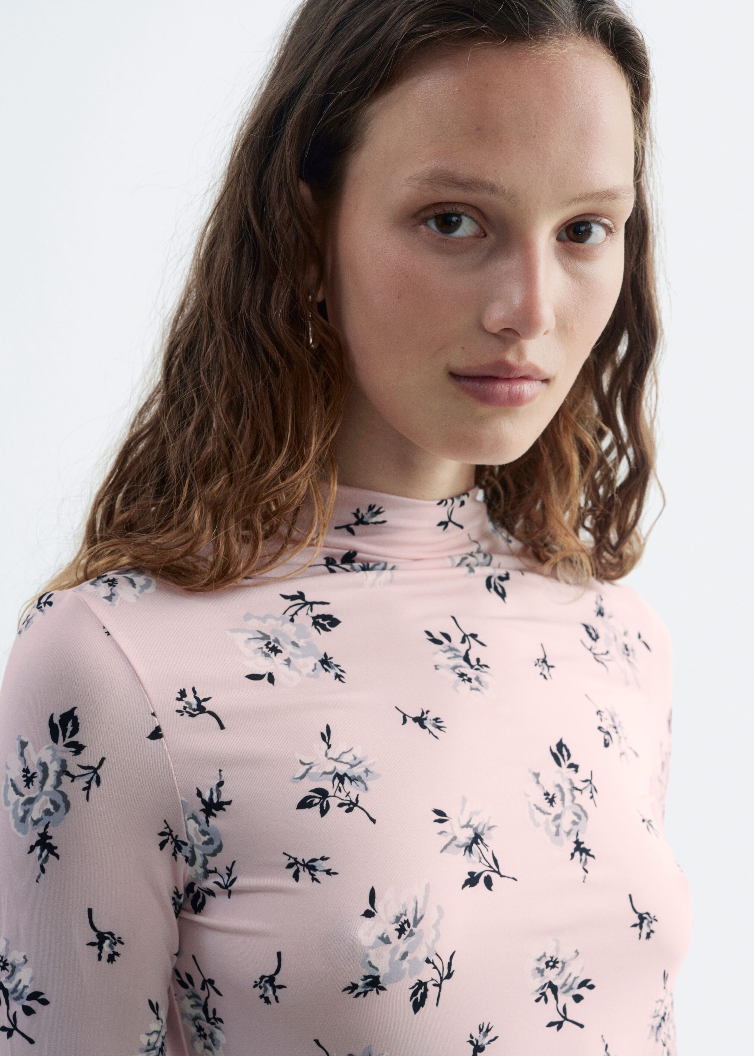 Mock-Neck Top - Pink/Floral - Lookbook