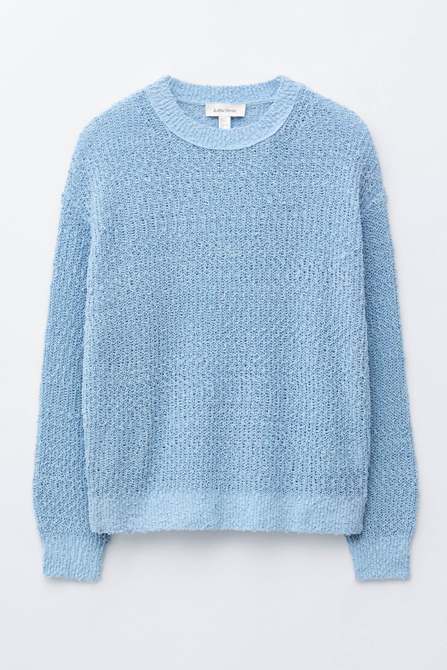 Strickpullover aus Seidenmischung - Hellblau/Cremeweiß