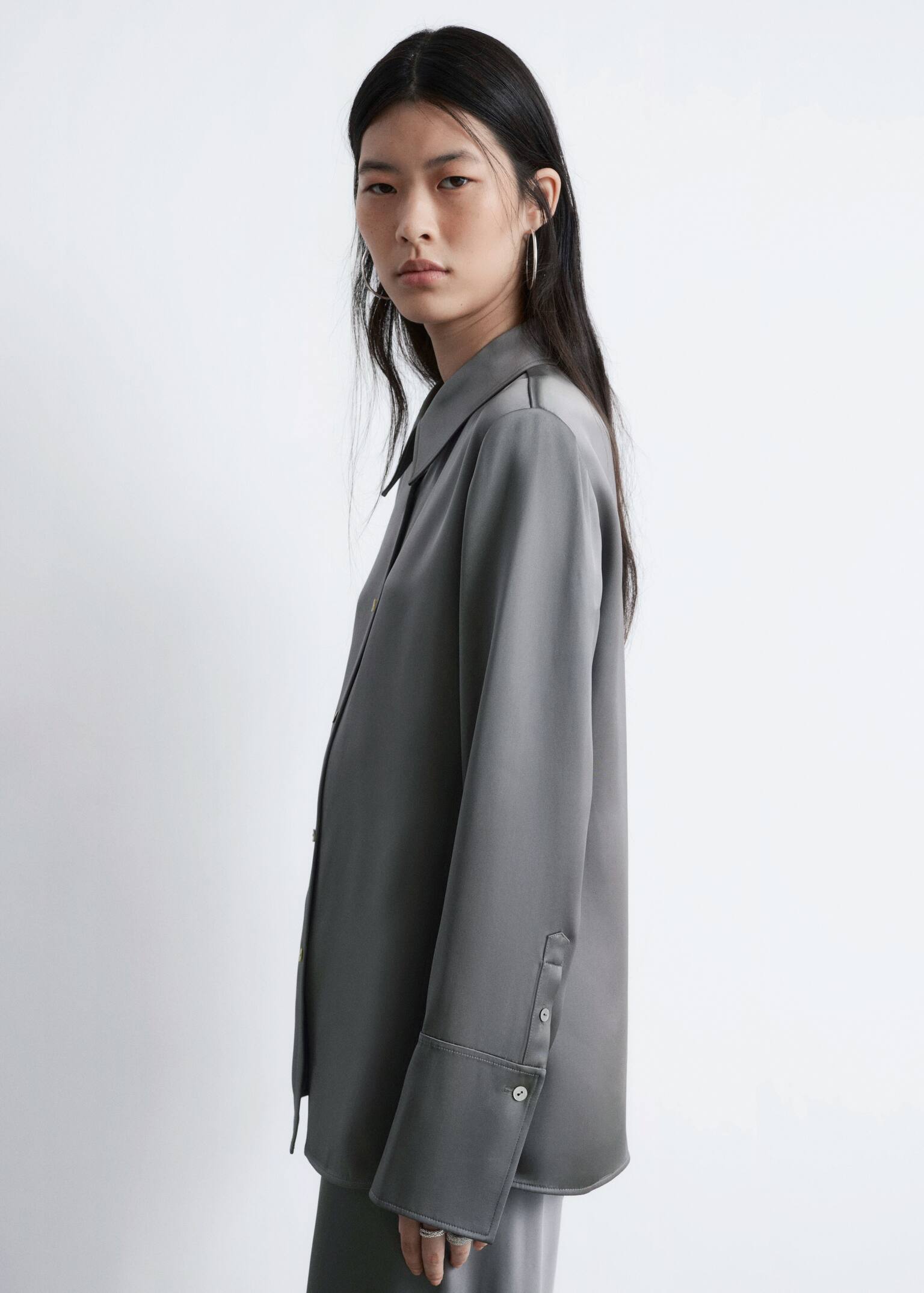 Satin Shirt - Grey/Black - 3