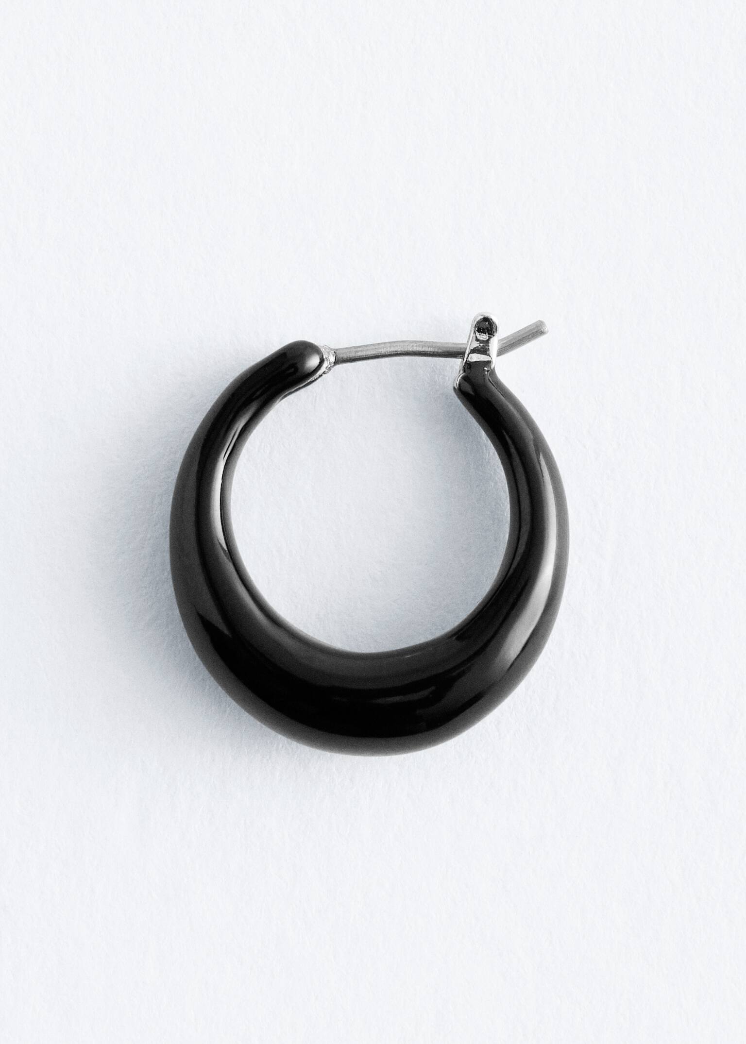 Hoop Earrings Set - Black/Silver - 3