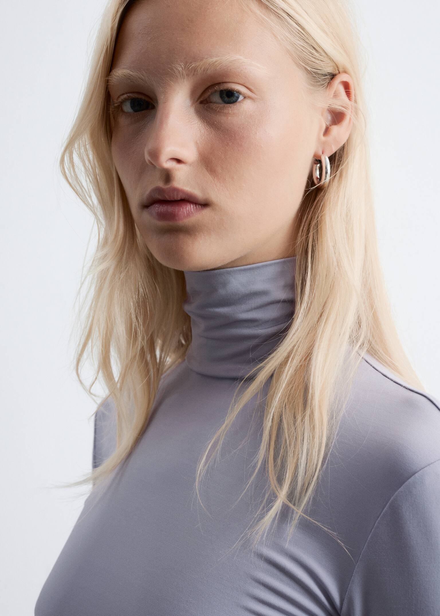 Slim Fit Turtleneck Top - Light Purple/Black/Red Florals/Purple/Black Checked - 4