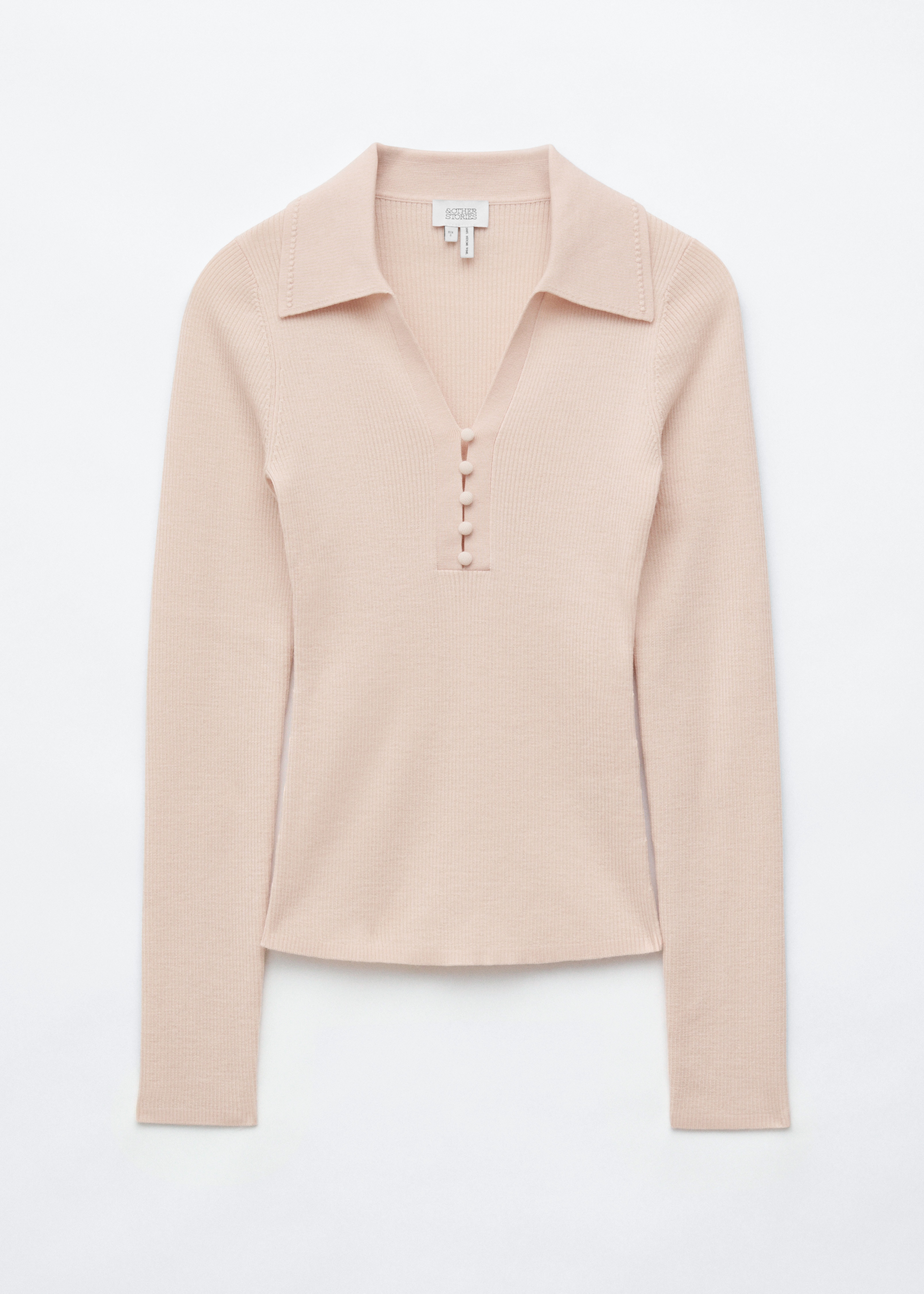 Wollen top met knoopdetail - Crème/Donkerbruin/Grijs