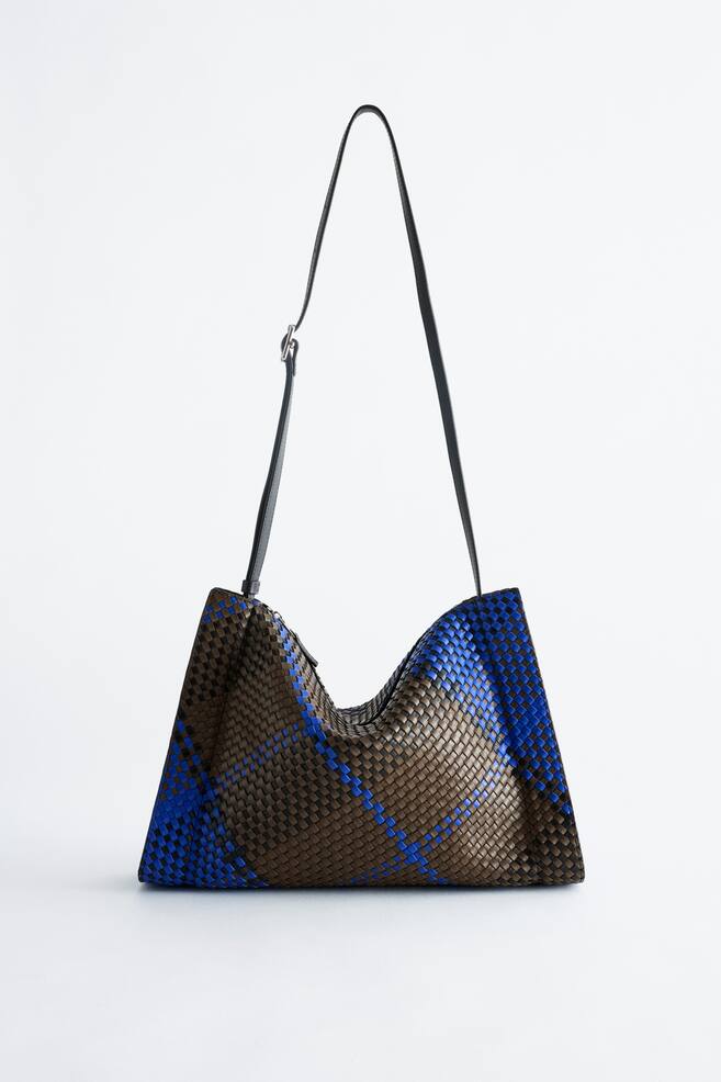 Braided Leather Crossbody Bag - Brown/Blue/Mole/Braided/Brown/Mole - 1