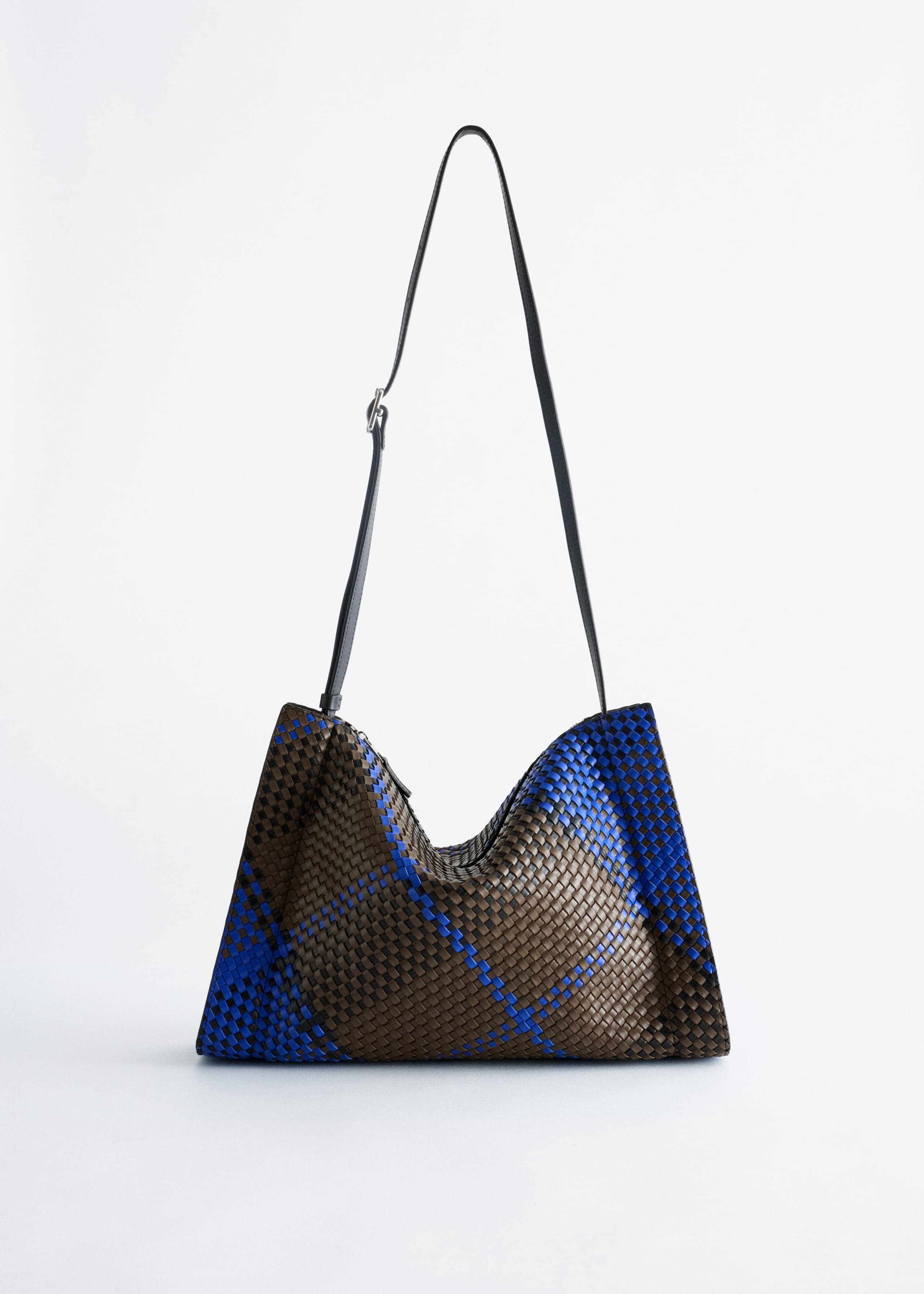 Braided Leather Crossbody Bag - Brown/Blue - Still Life