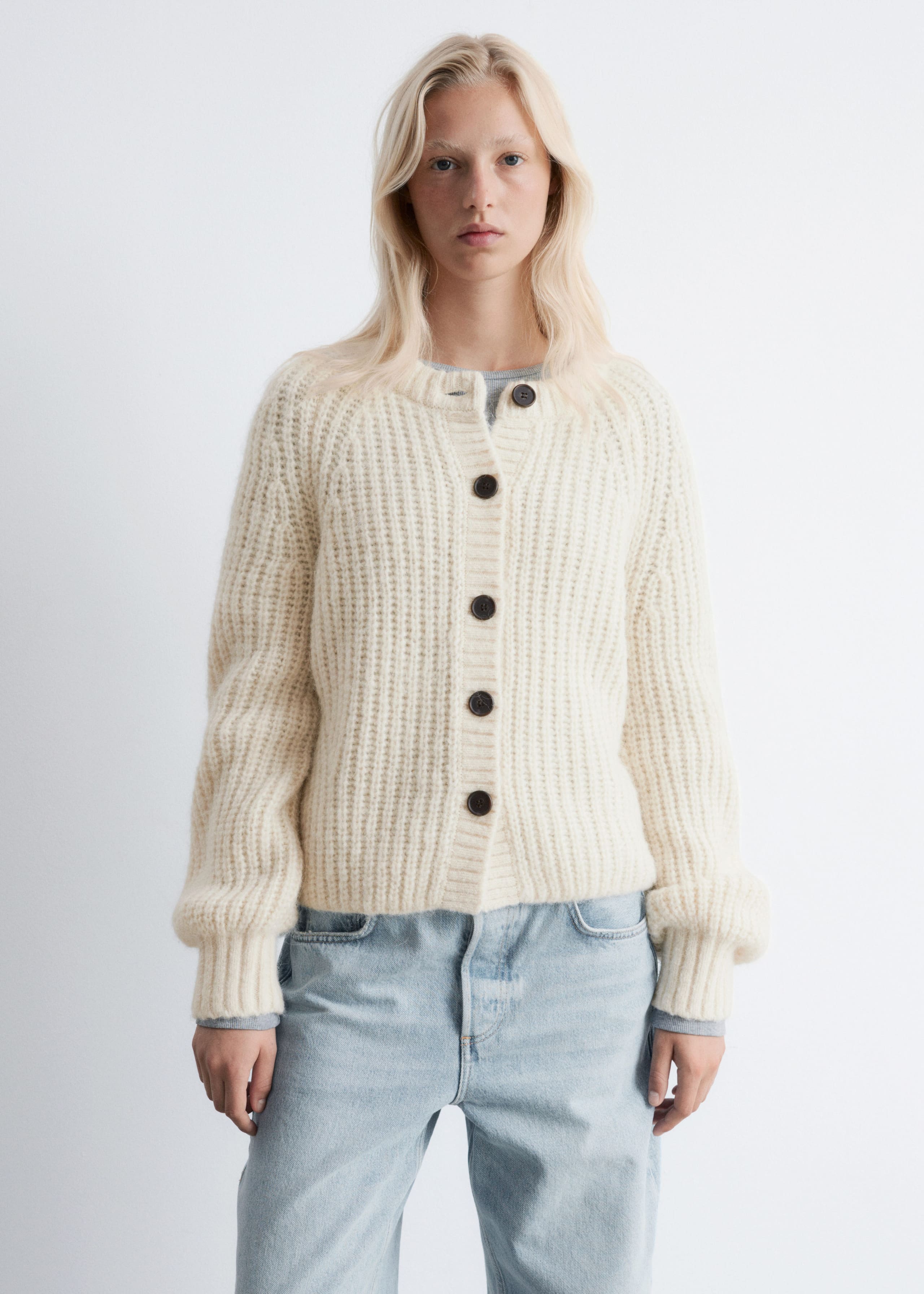 Image of Balloon-Sleeve Cardigan