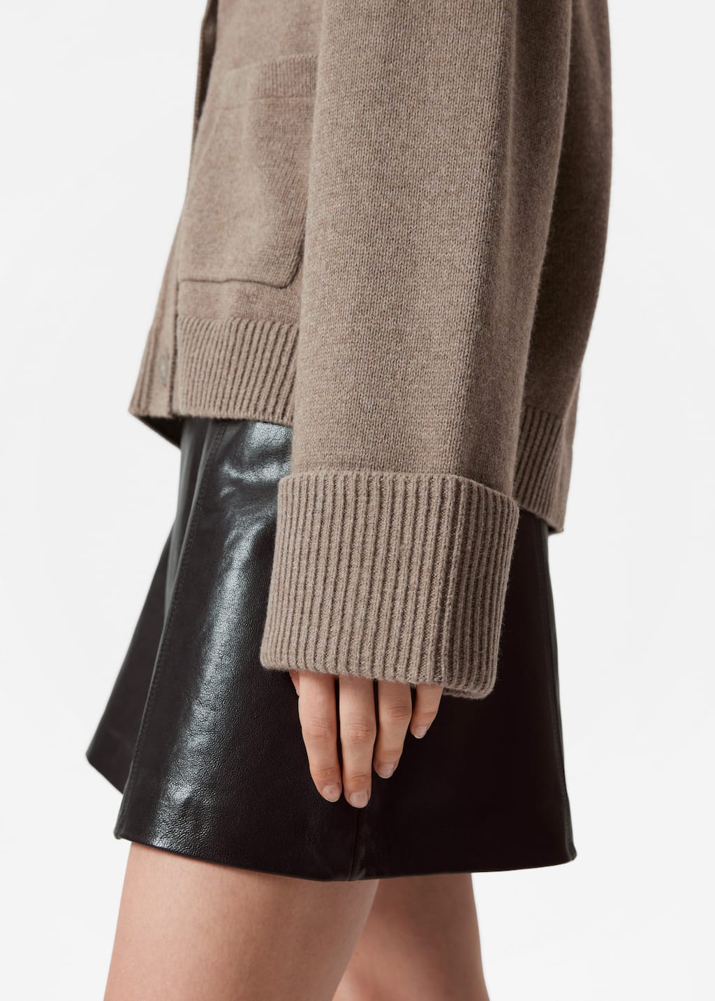 Patch-Pocket Cardigan - Beige - Lookbook