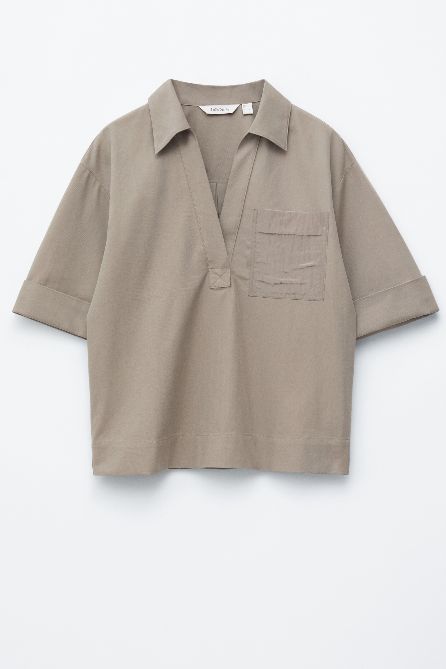 Kastenförmiges Kurzarmhemd - Graubraun - 2