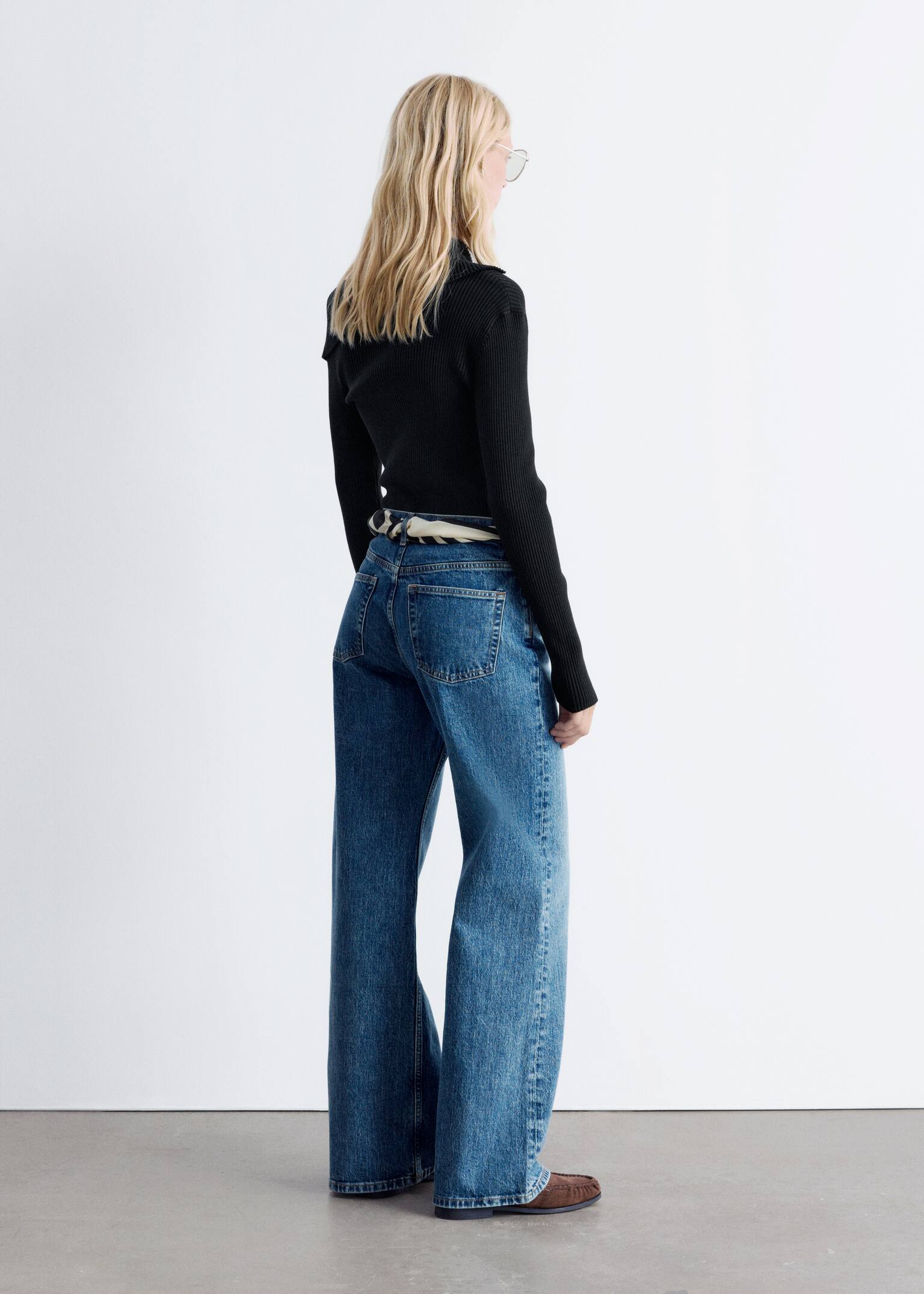 Top Rib-Knit Off-Shoulder - Negru/Alb - 3