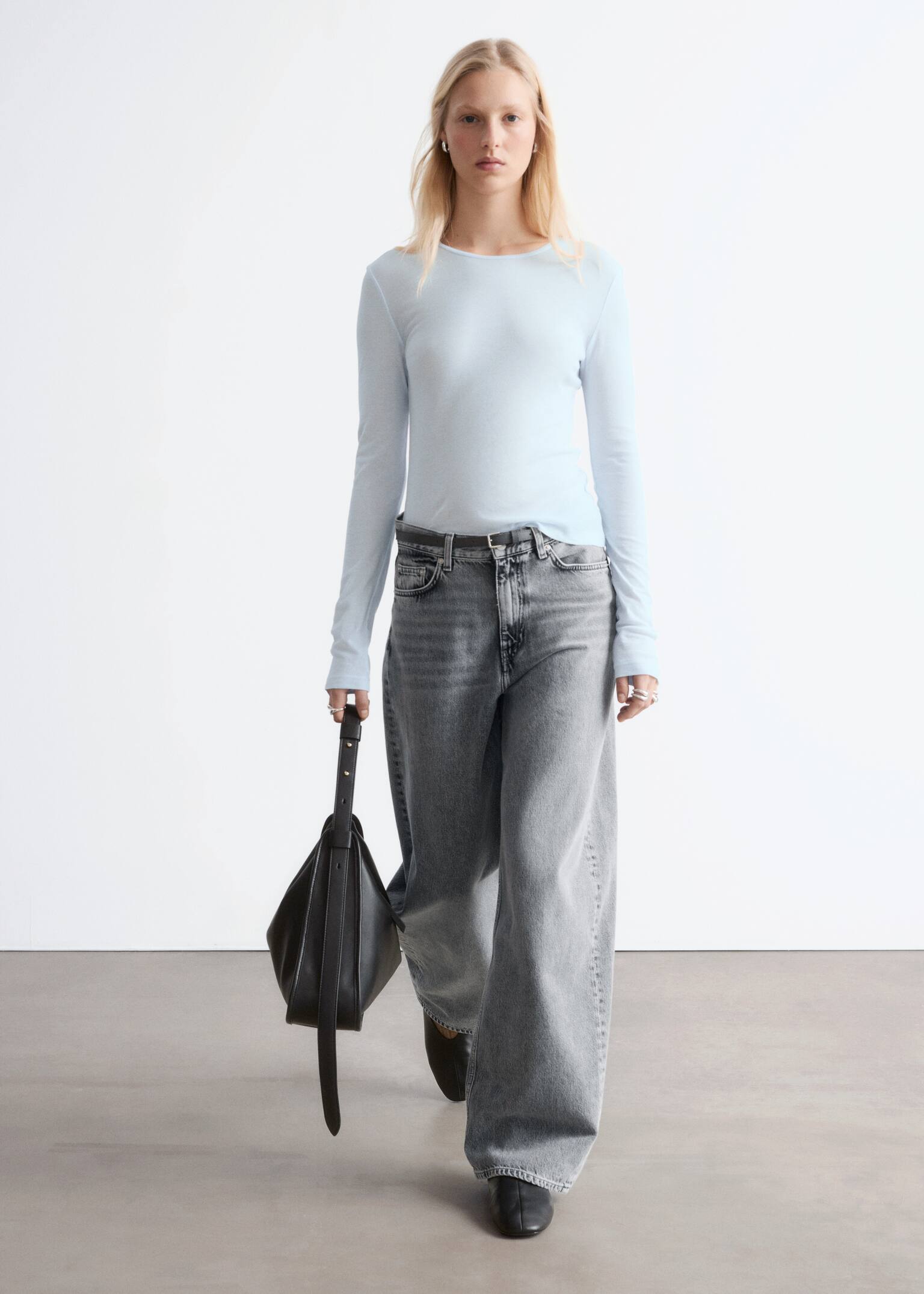 Hosszú ujjú áttetsző top - Világoskék - 6