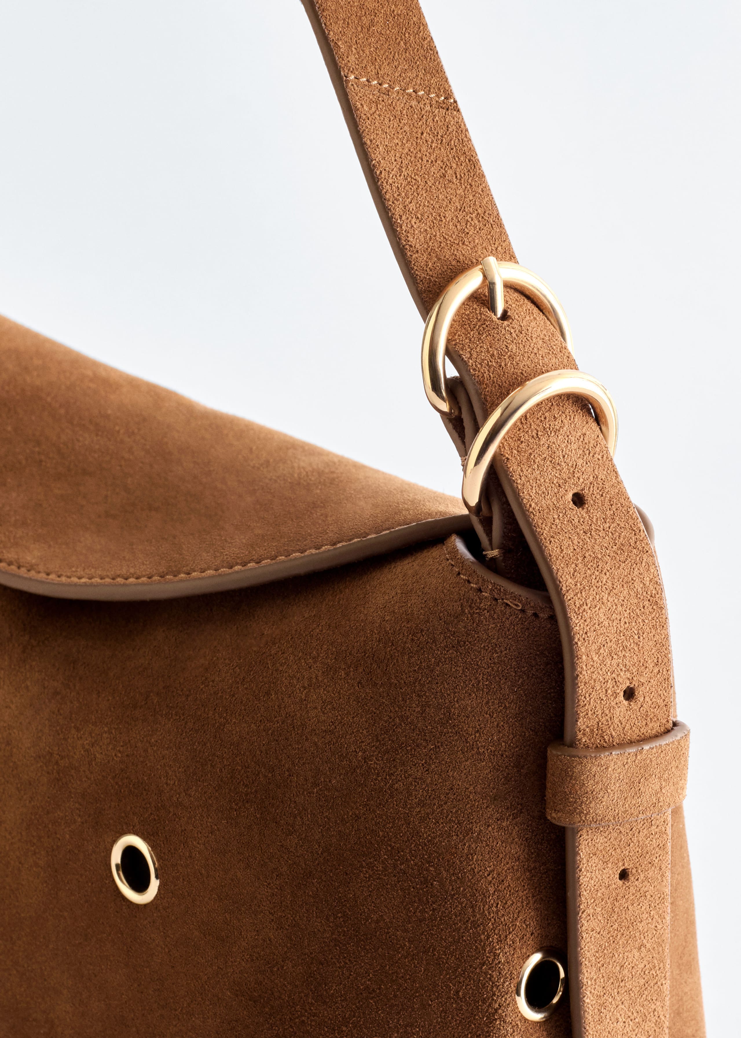 Image of Eyelet-Embellished Suede Bag
