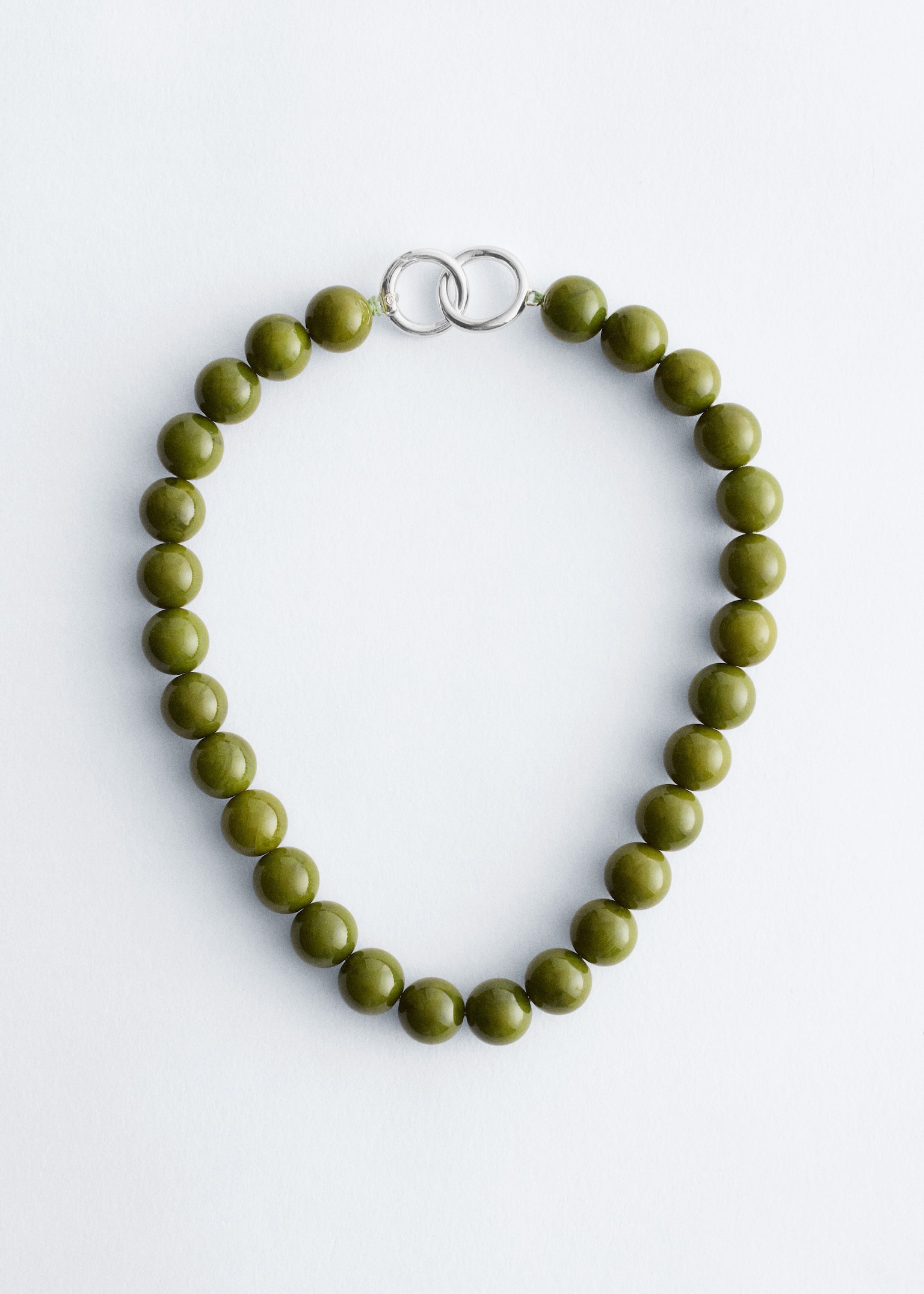 Collana corta con perle di pietra - Verde/Nero - 2