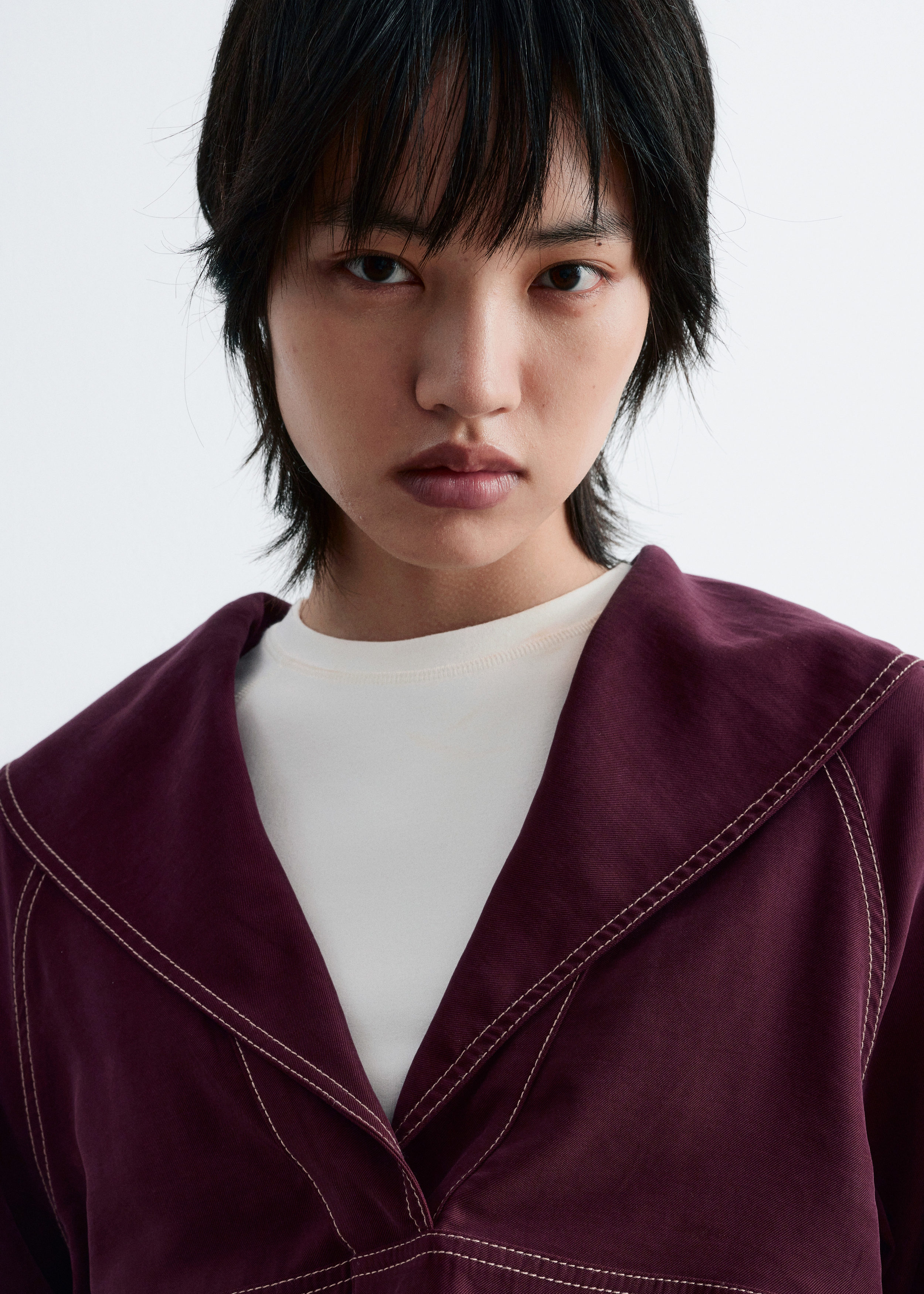 Sailor Collar Blouse - Dark Red - Blouses - & Other Stories US