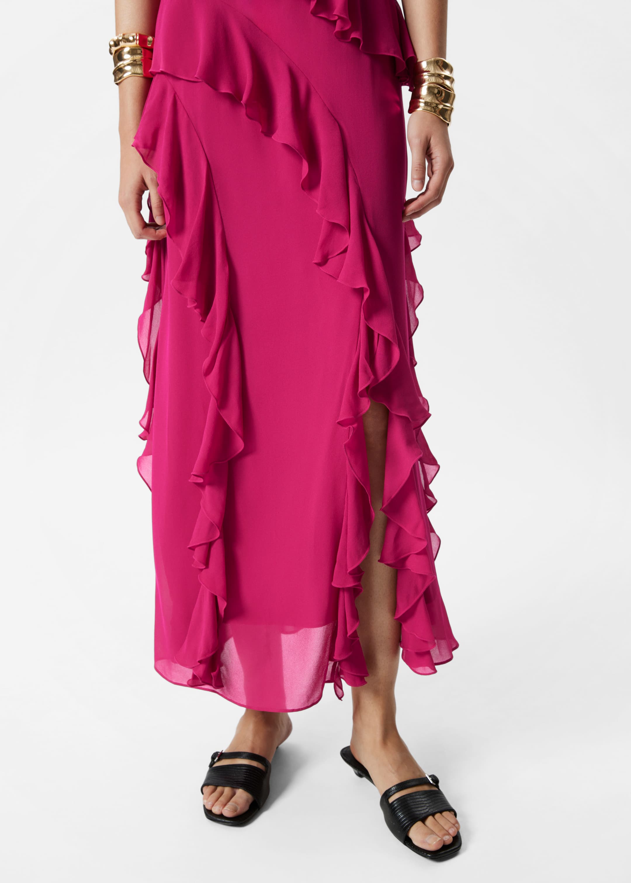 Se større billede: Maxikjole med flæser - Mørk pink - DAME | H&M DK 5