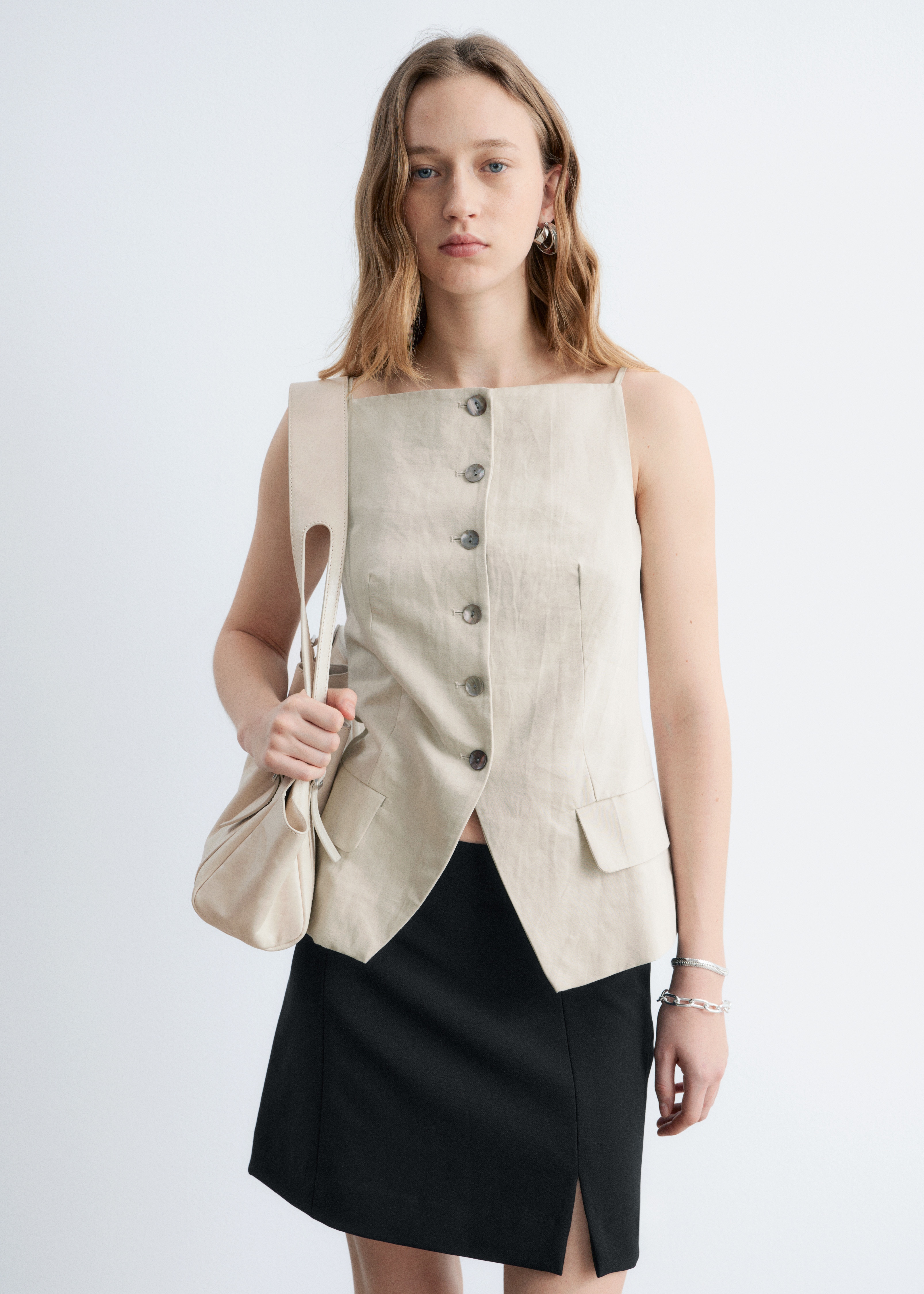 Gilet sartoriale - Beige/Nero
