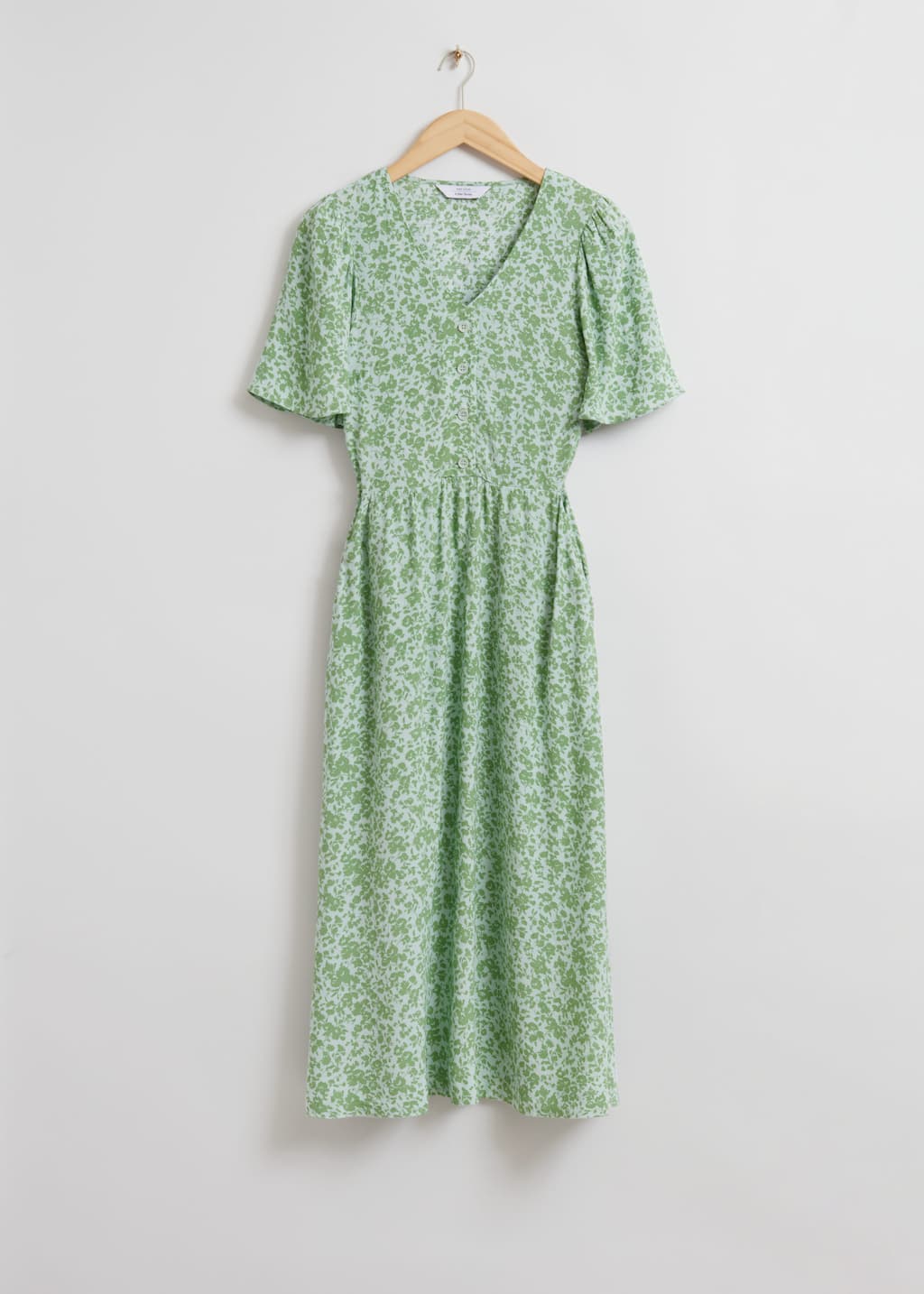 Vestido midi con mangas abullonadas - Estampado negro - Bodegón