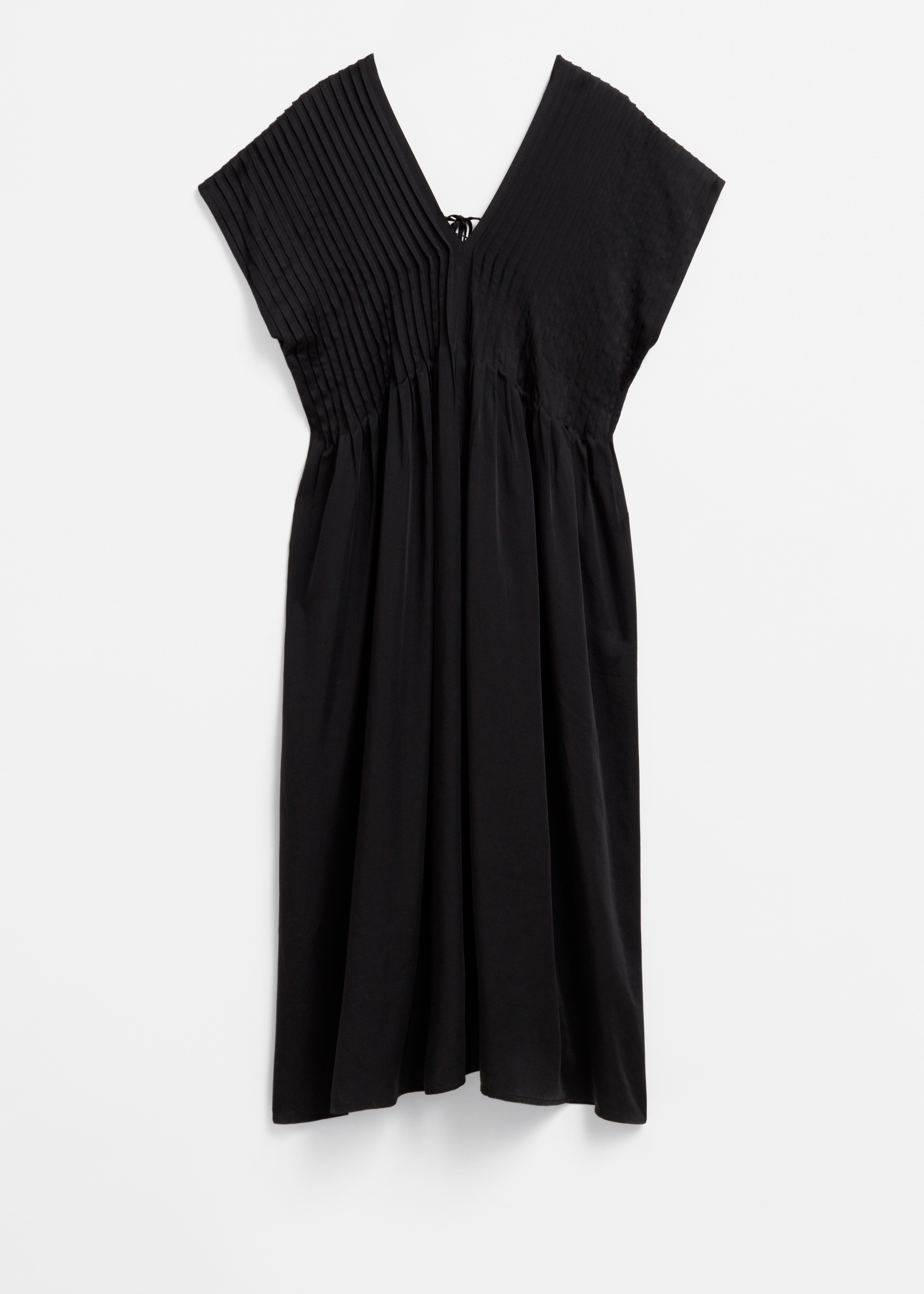 Plissiertes Midikleid mit Dolman-Ärmeln - Schwarz/Dunkelviolett