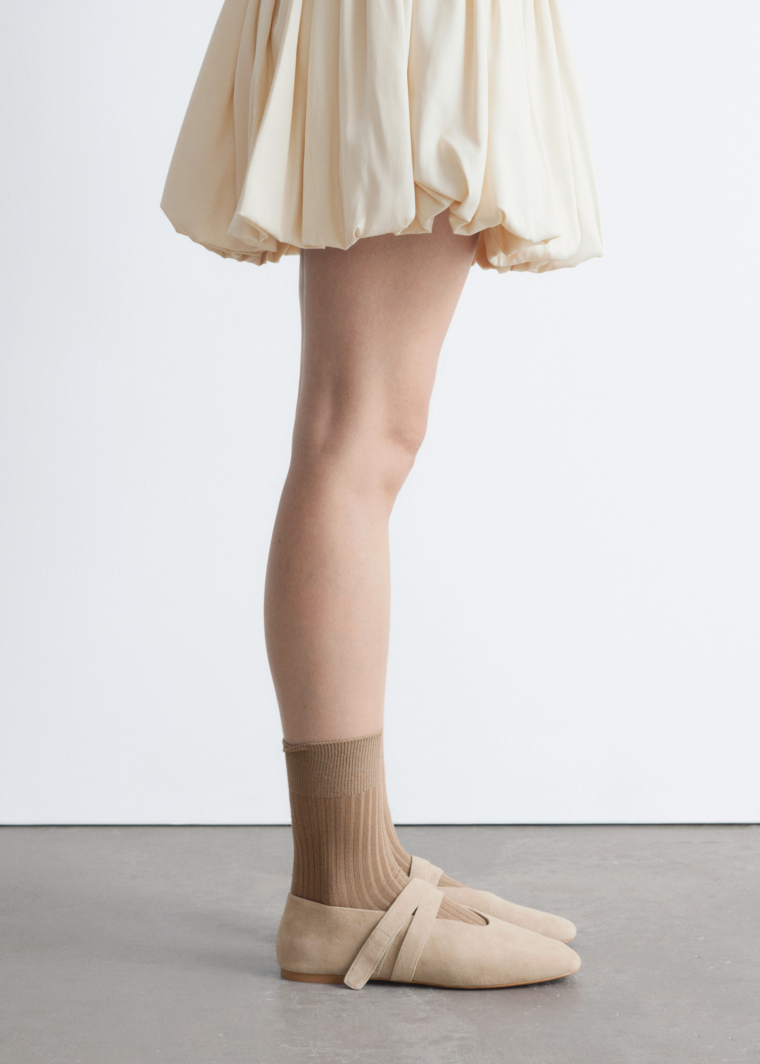 Cross-Strap Suede Ballet Flats