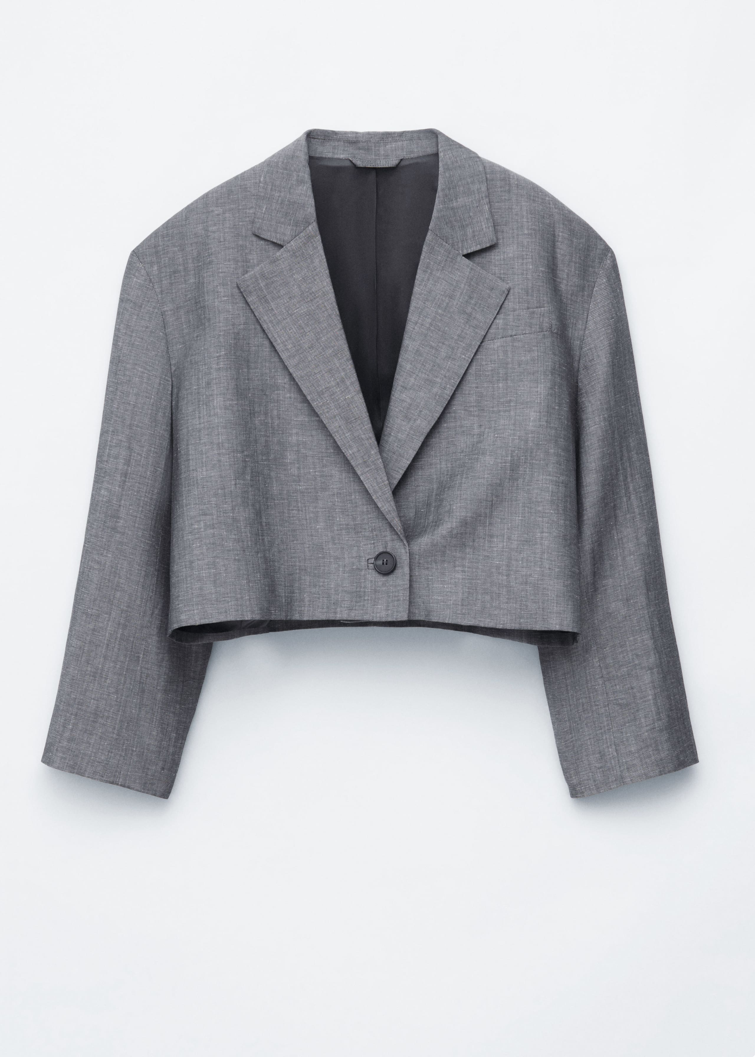 Image of Cropped Linen-Blend Blazer