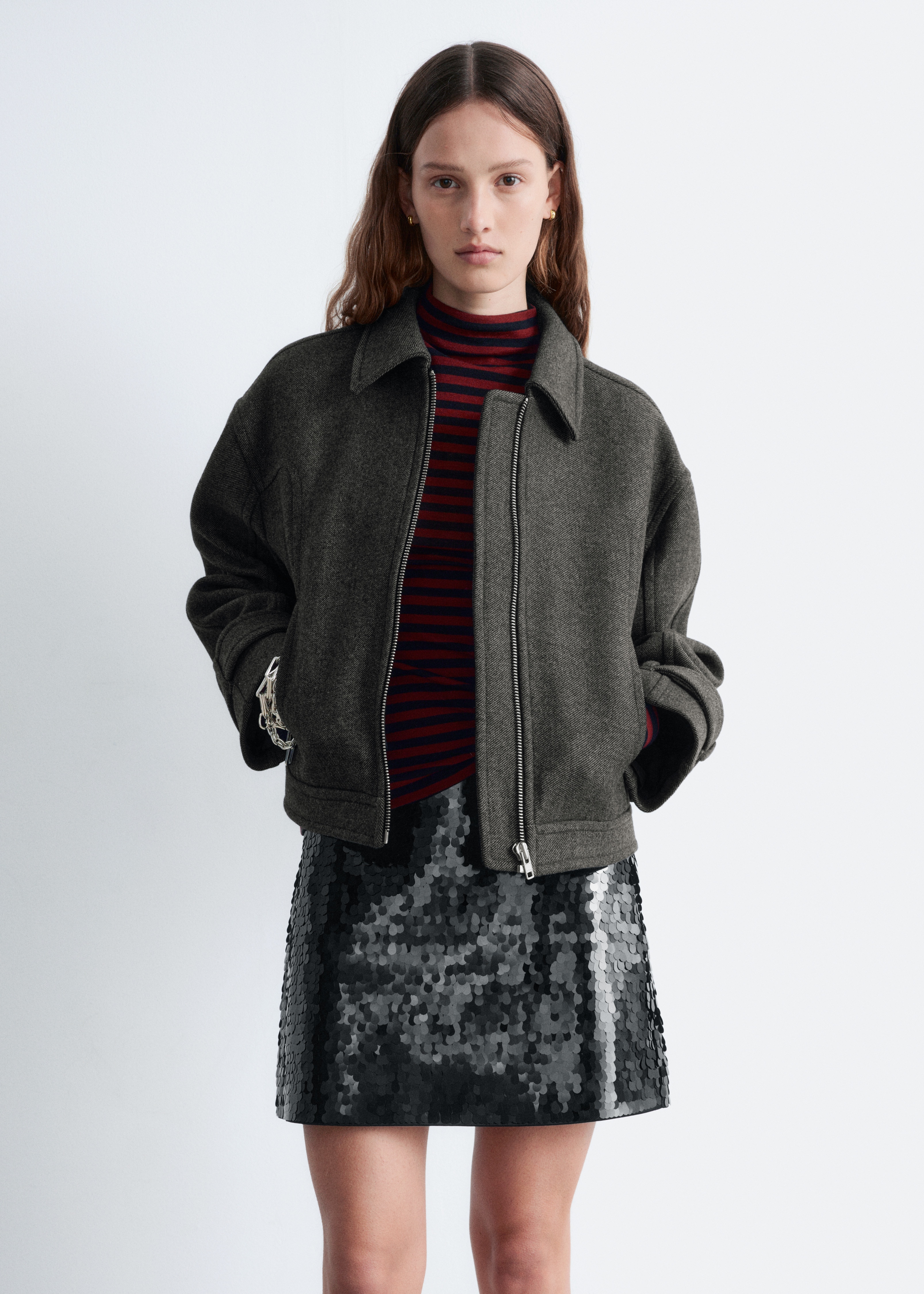 Μίνι φούστα με παγιέτες - Μαύρο