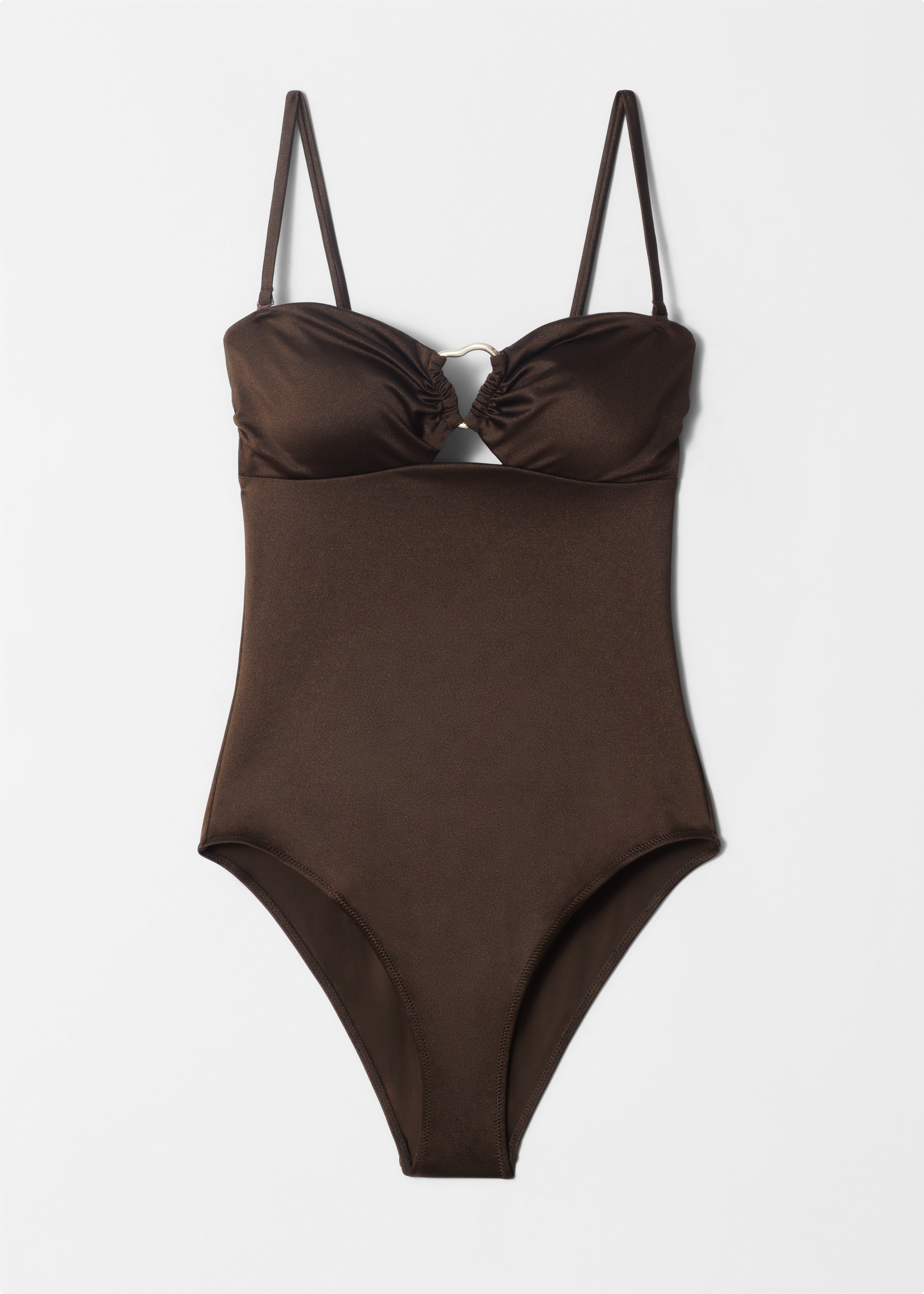 Maillot de bain à boucle et à découpe - Marron foncé