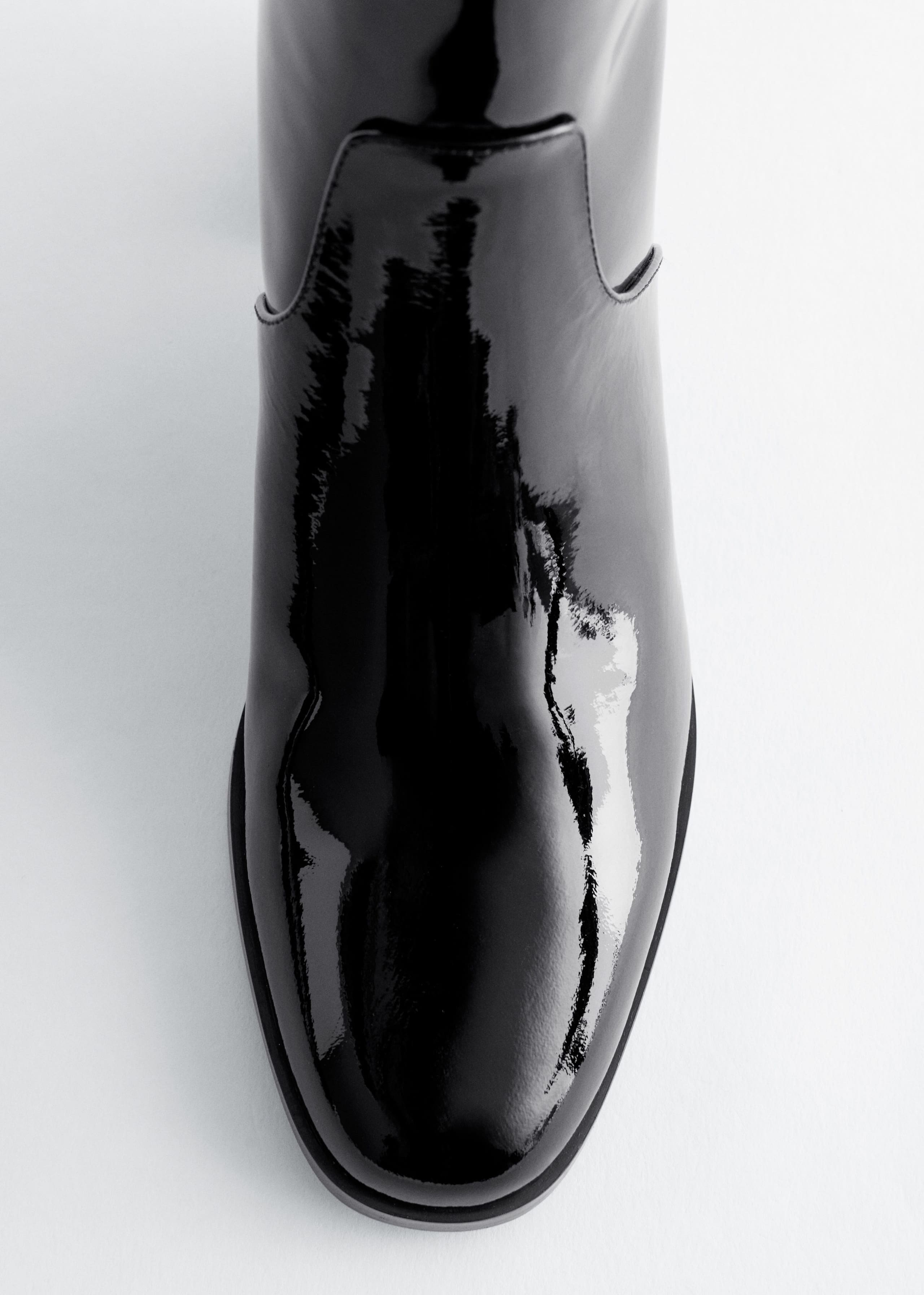 Image of Heeled Glossed-Leather Ankle Boots