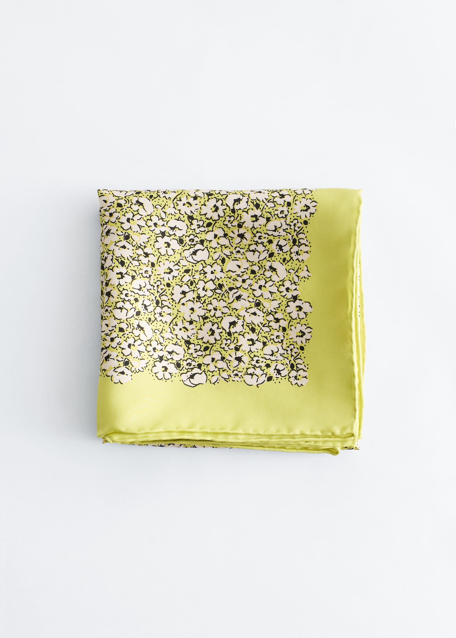 Floral Print Silk Scarf - Yellow Floral Pattern/Red Floral Pattern