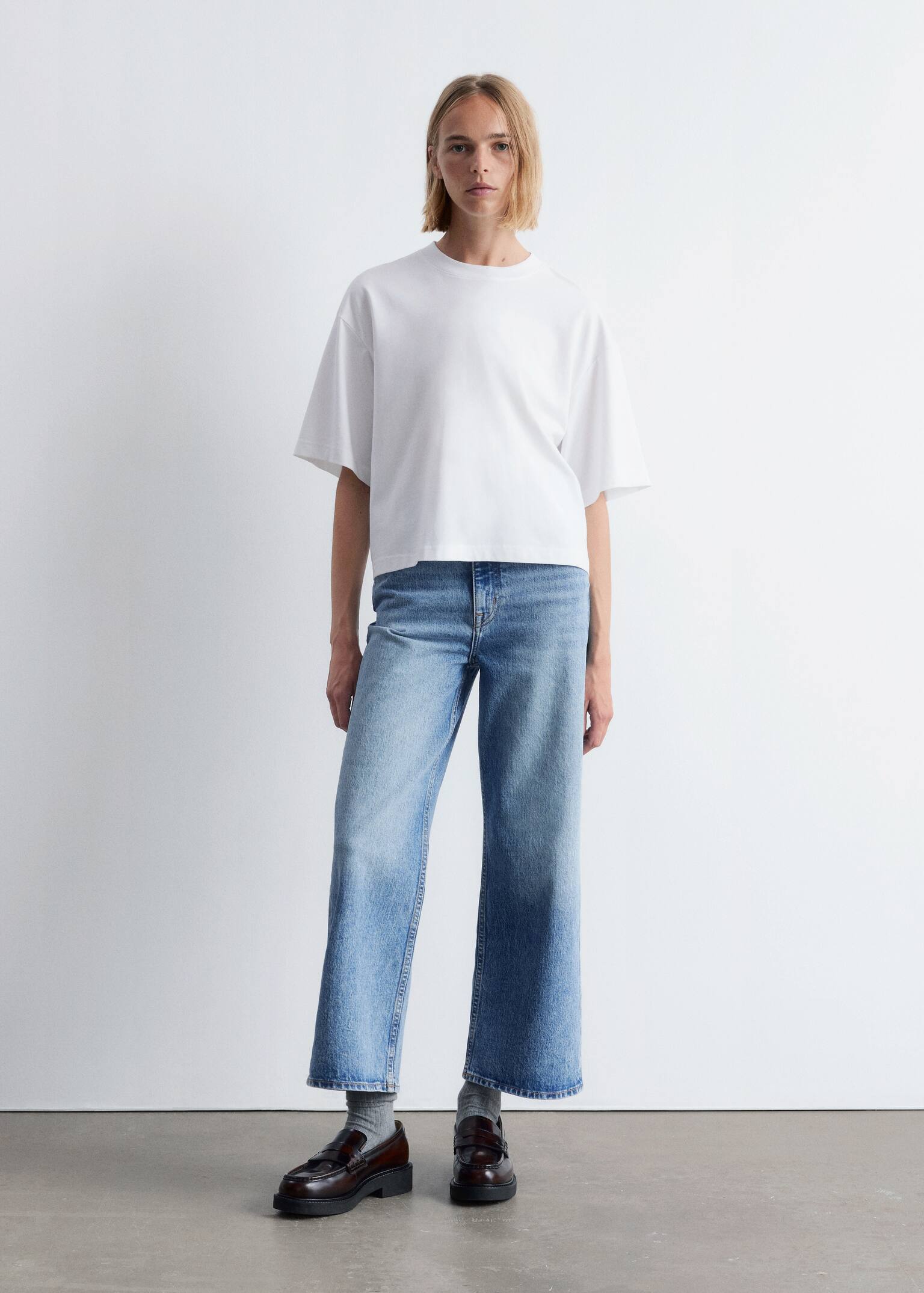 טי-שירט בגזרה מרובעת - White - 4