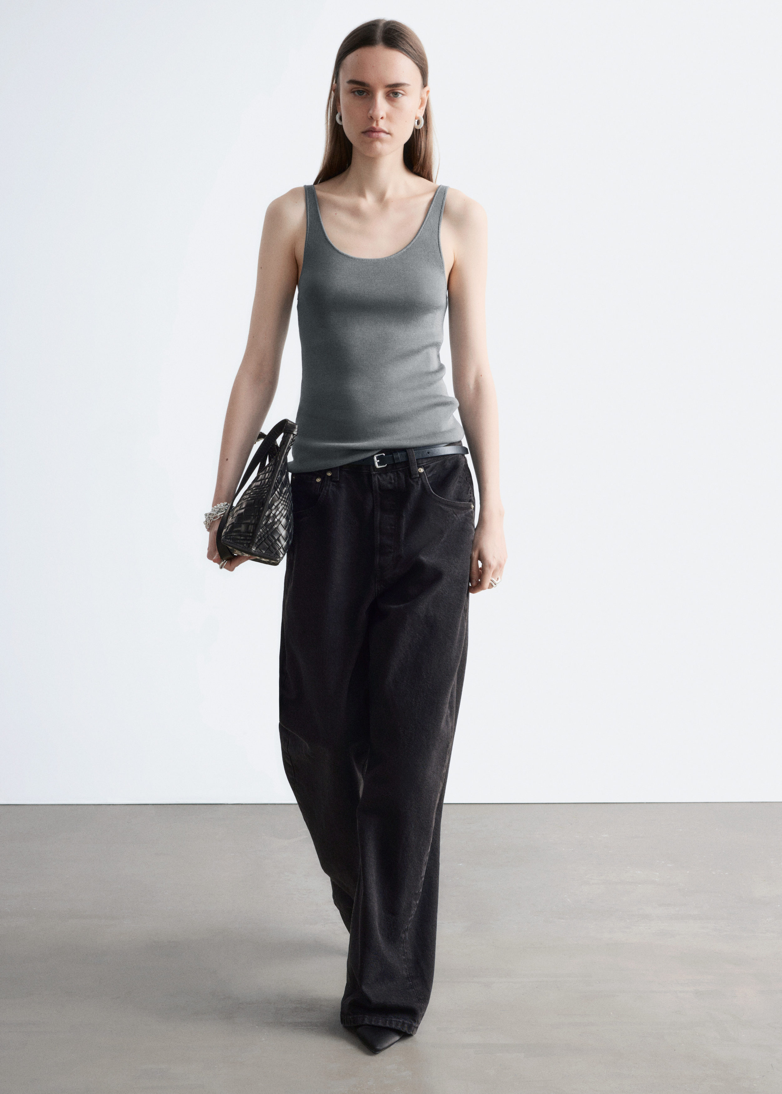 Scoop-Neck Tank Top - Dark Grey - Tops - & Other Stories US