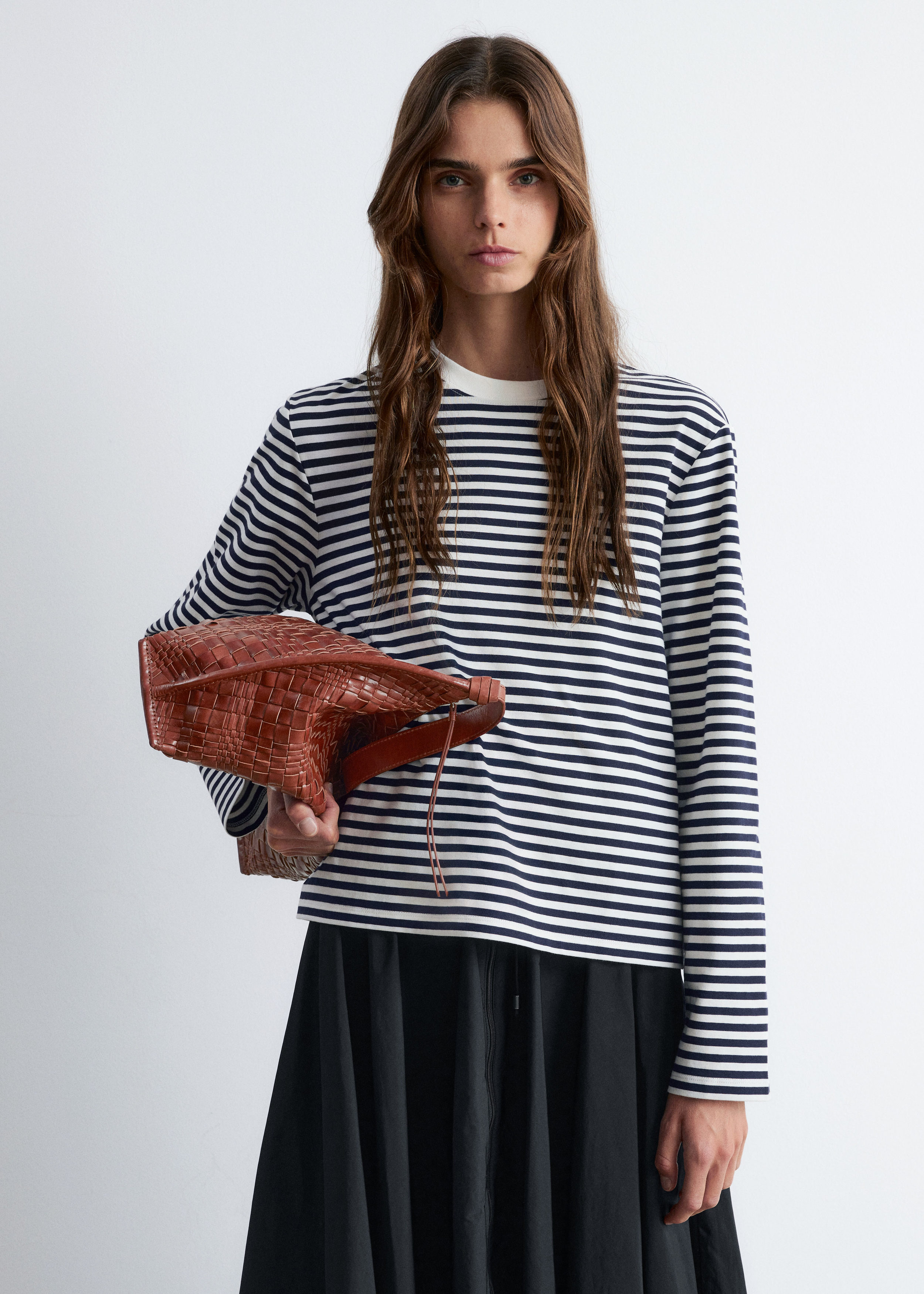 Long-Sleeve Jersey Top Navy/White Stripes Other Stories NL