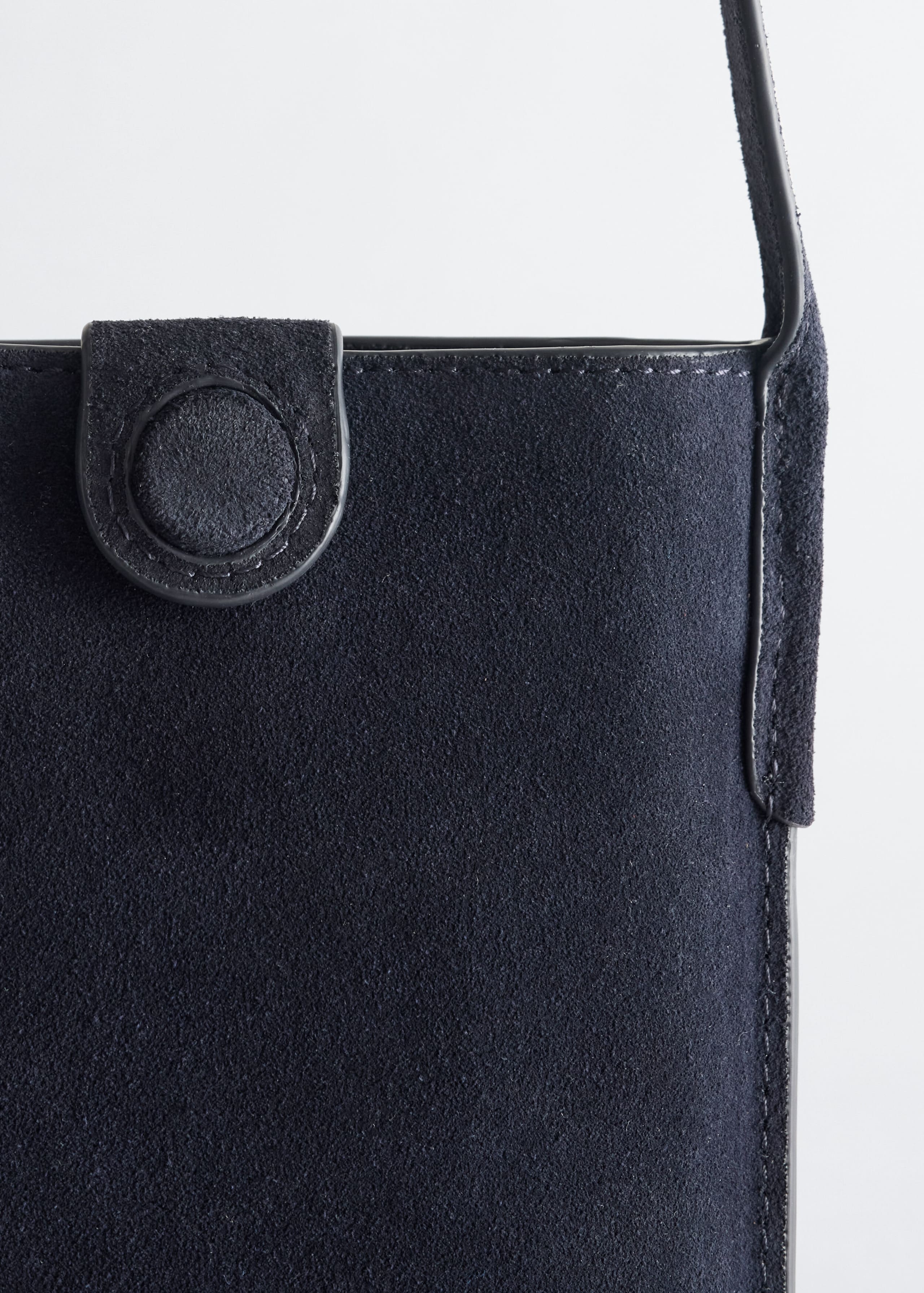 Moulded Split-Suede Phone Bag - Dark Blue - Still Life