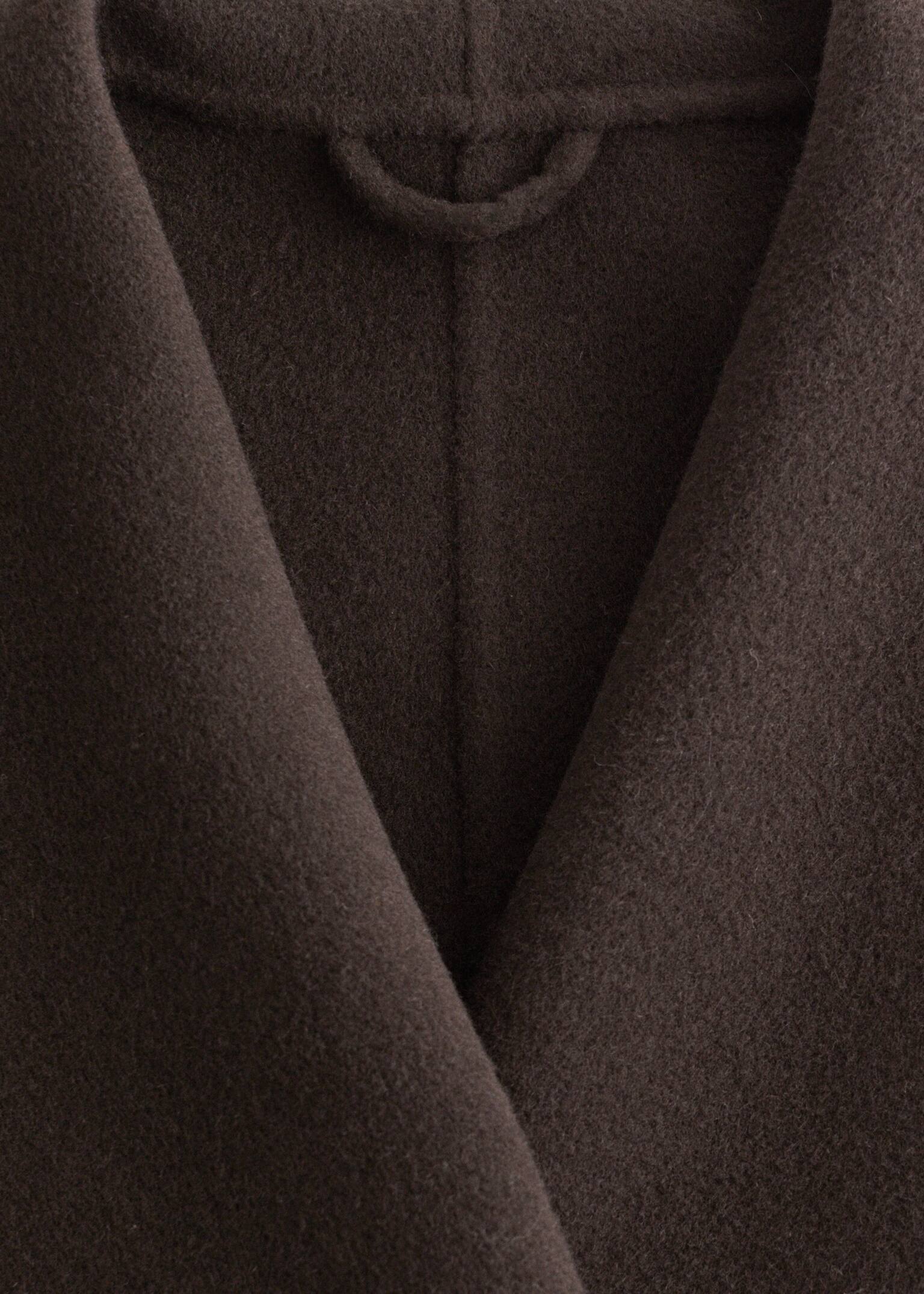 Manteau long en laine à col châle - Marron foncé/Gris foncé - 9