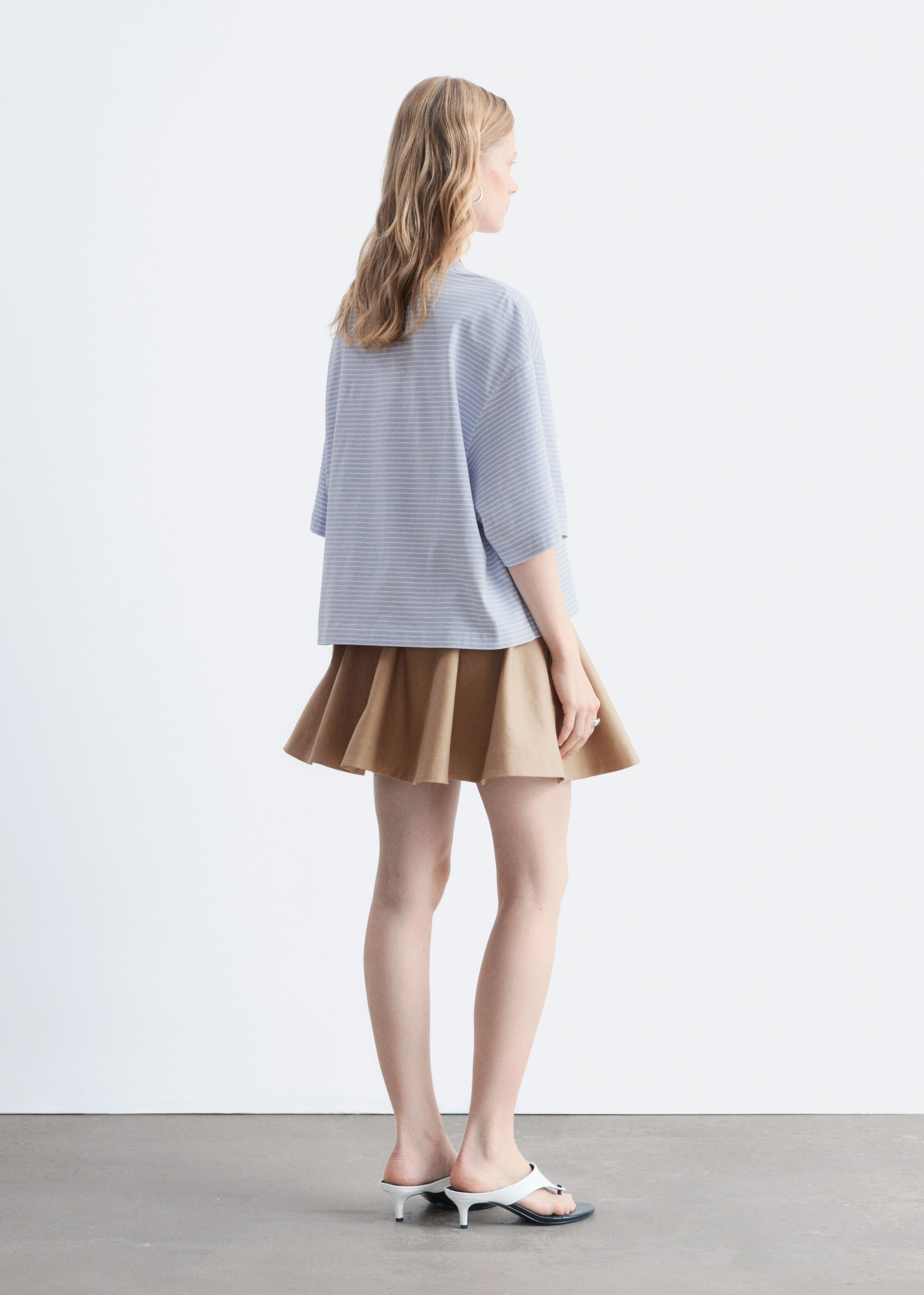 Oversized Striped Cotton T-Shirt - Grey/White Stripes - Lookbook