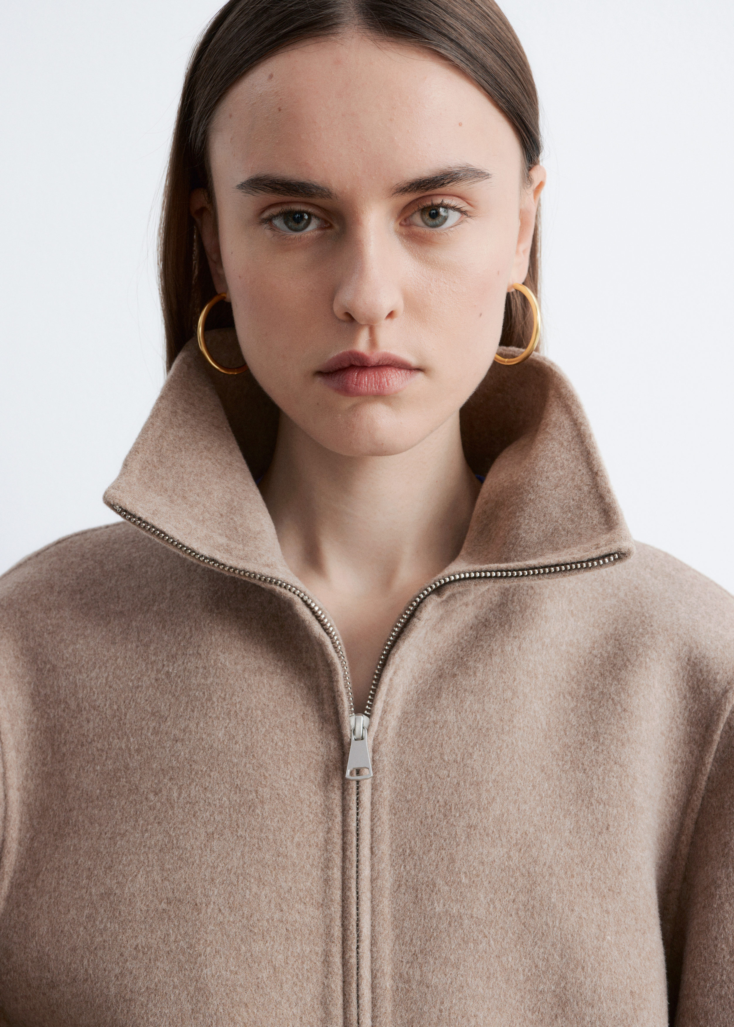 Zip-Up Wool Jacket - Dark Beige - Jackets - & Other Stories GB
