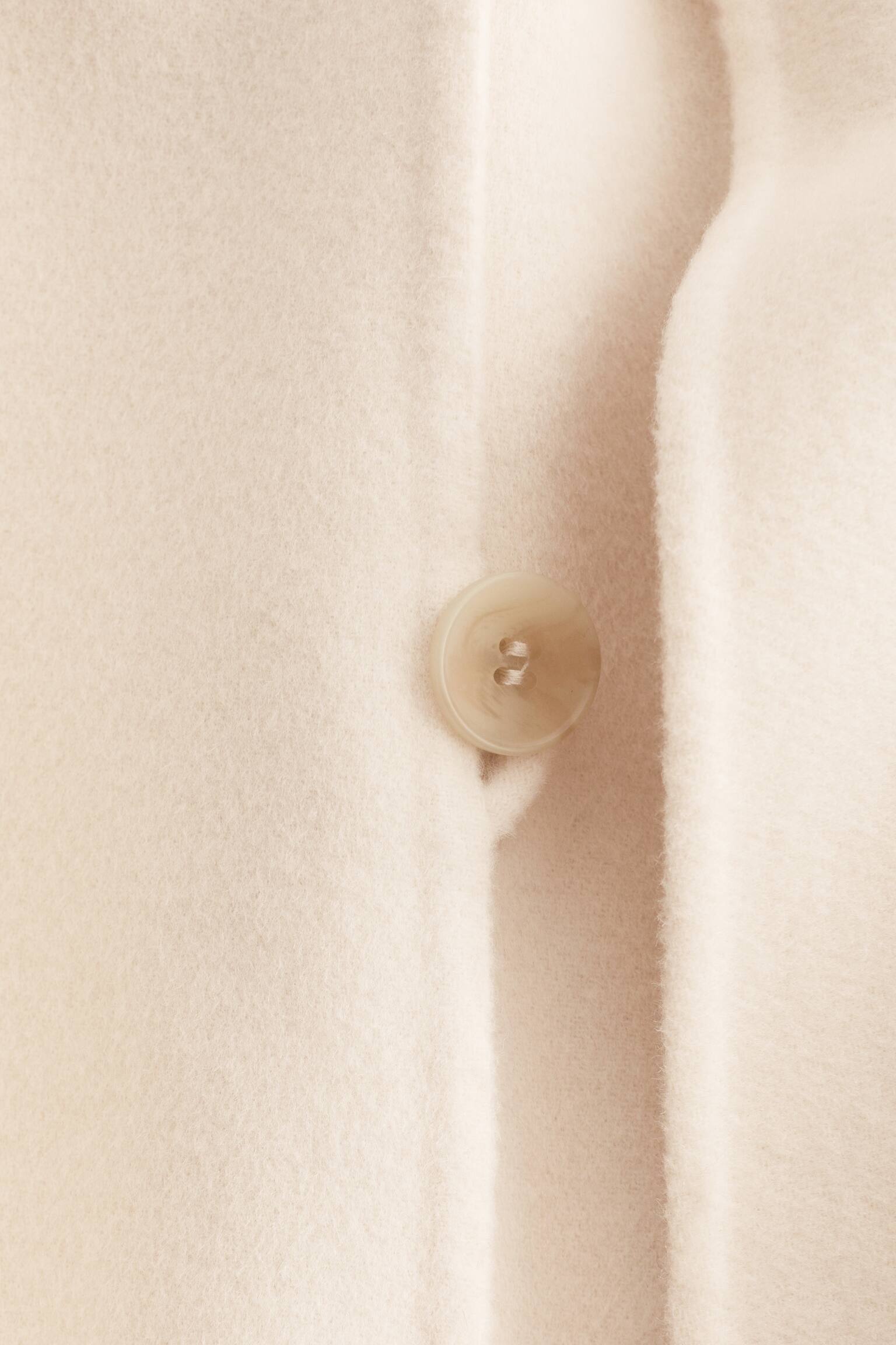 Wollmantel mit Fransenschal - Creme/Schwarz - 4