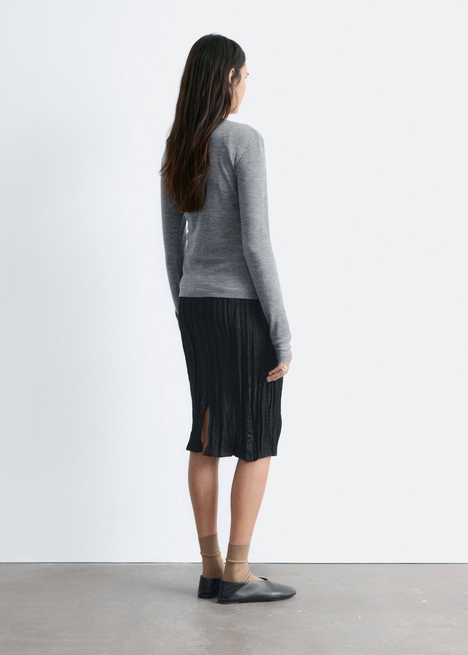 Haut en laine à demi-patte - Gris chiné/Marron chiné - 6