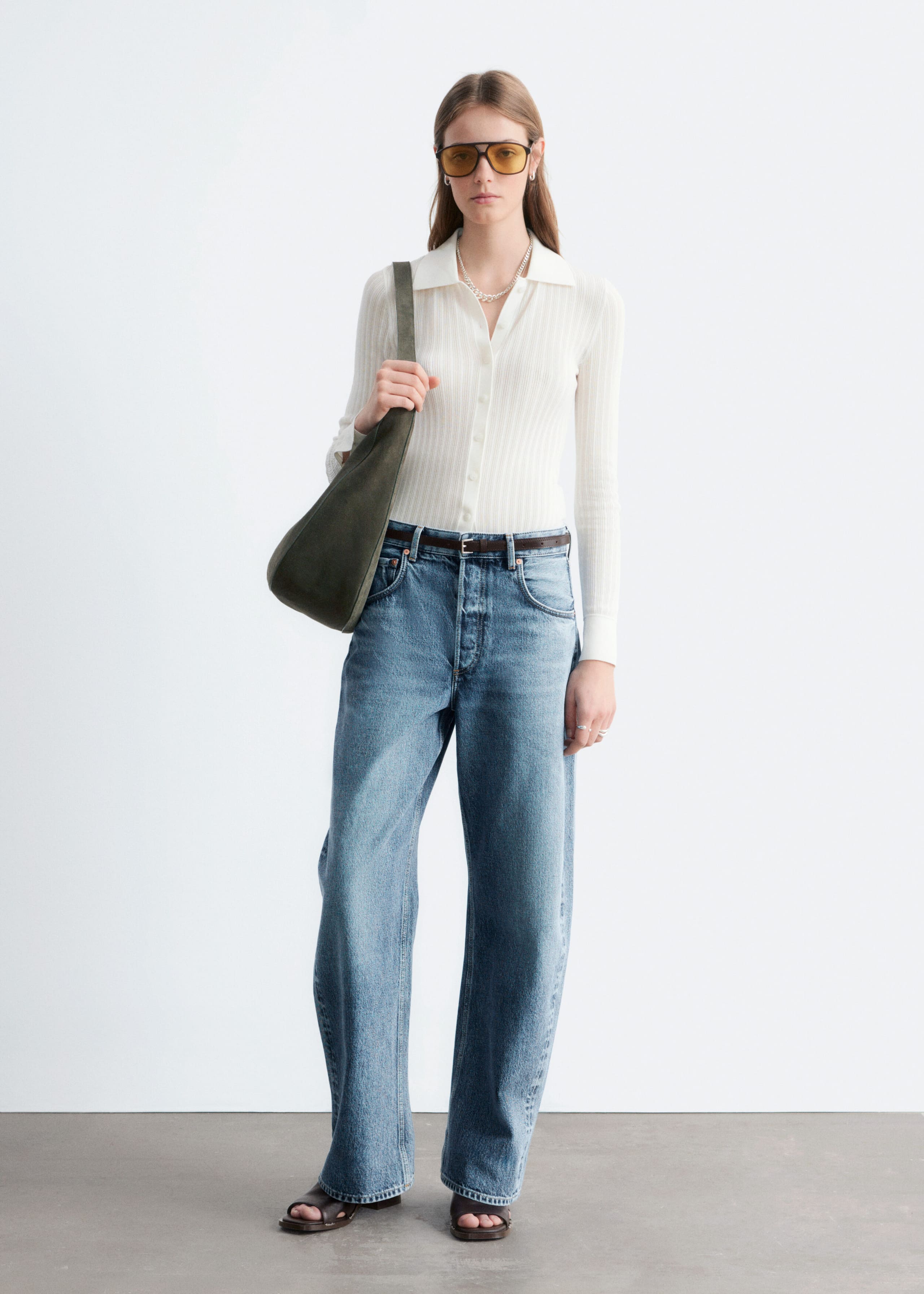 Image of Geripptes Pointelle-Poloshirt