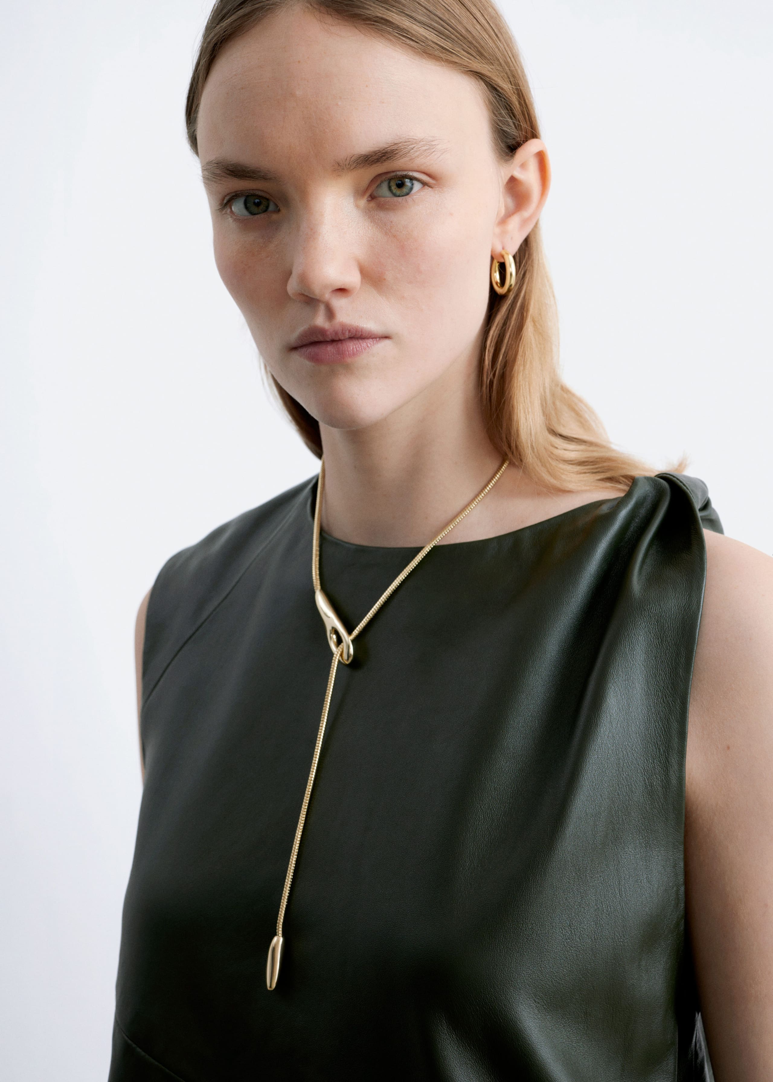 Snake-Chain Lariat Necklace - Gold - Lookbook