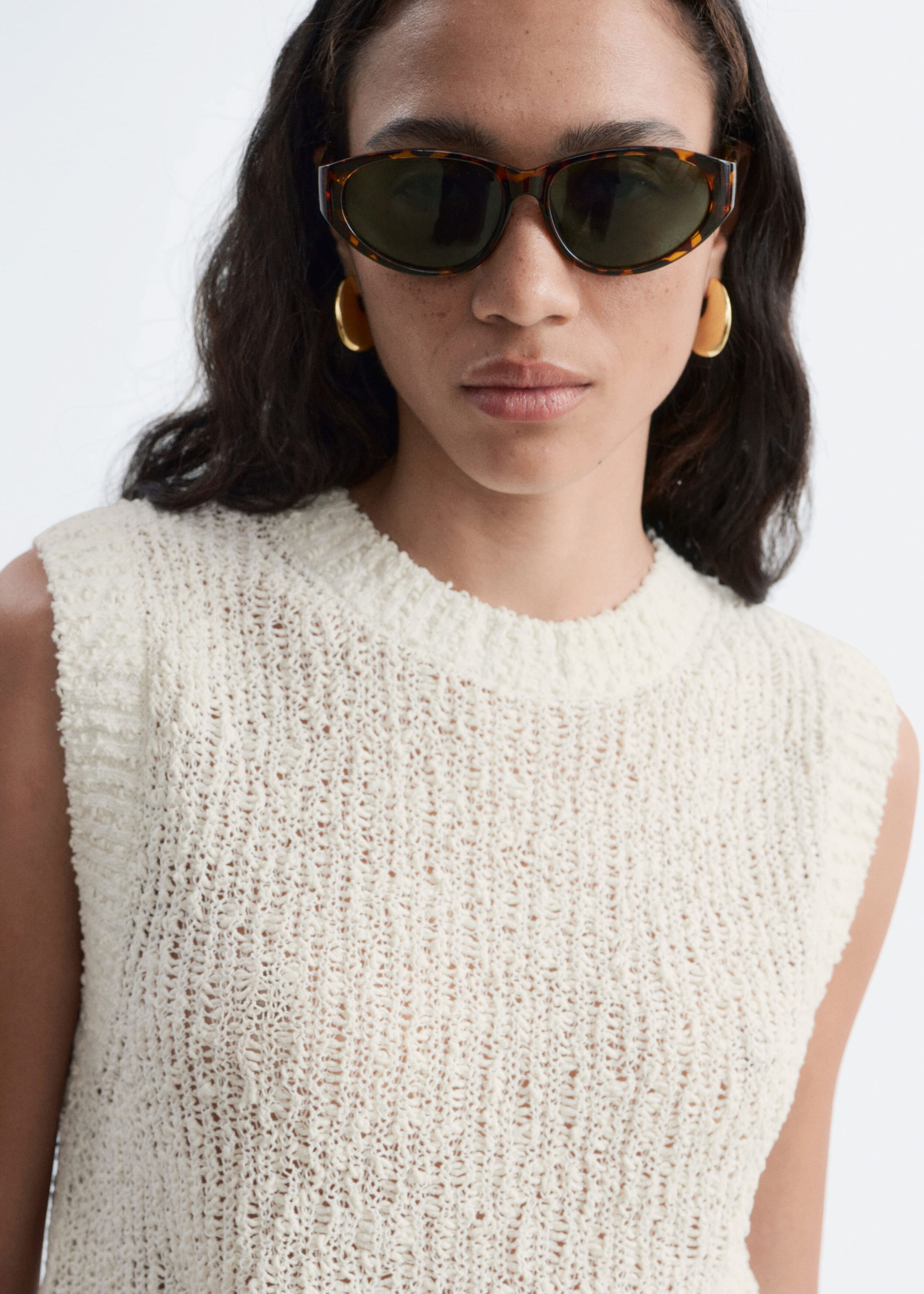 Silk-Cotton Vest Top - White - Still Life