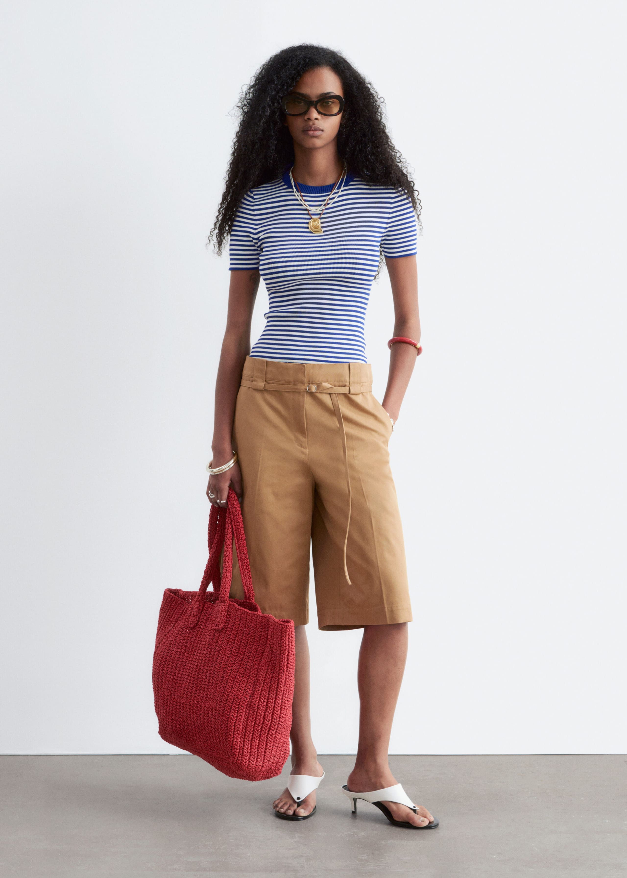 Belted Bermuda Shorts - Dark Beige - Still Life