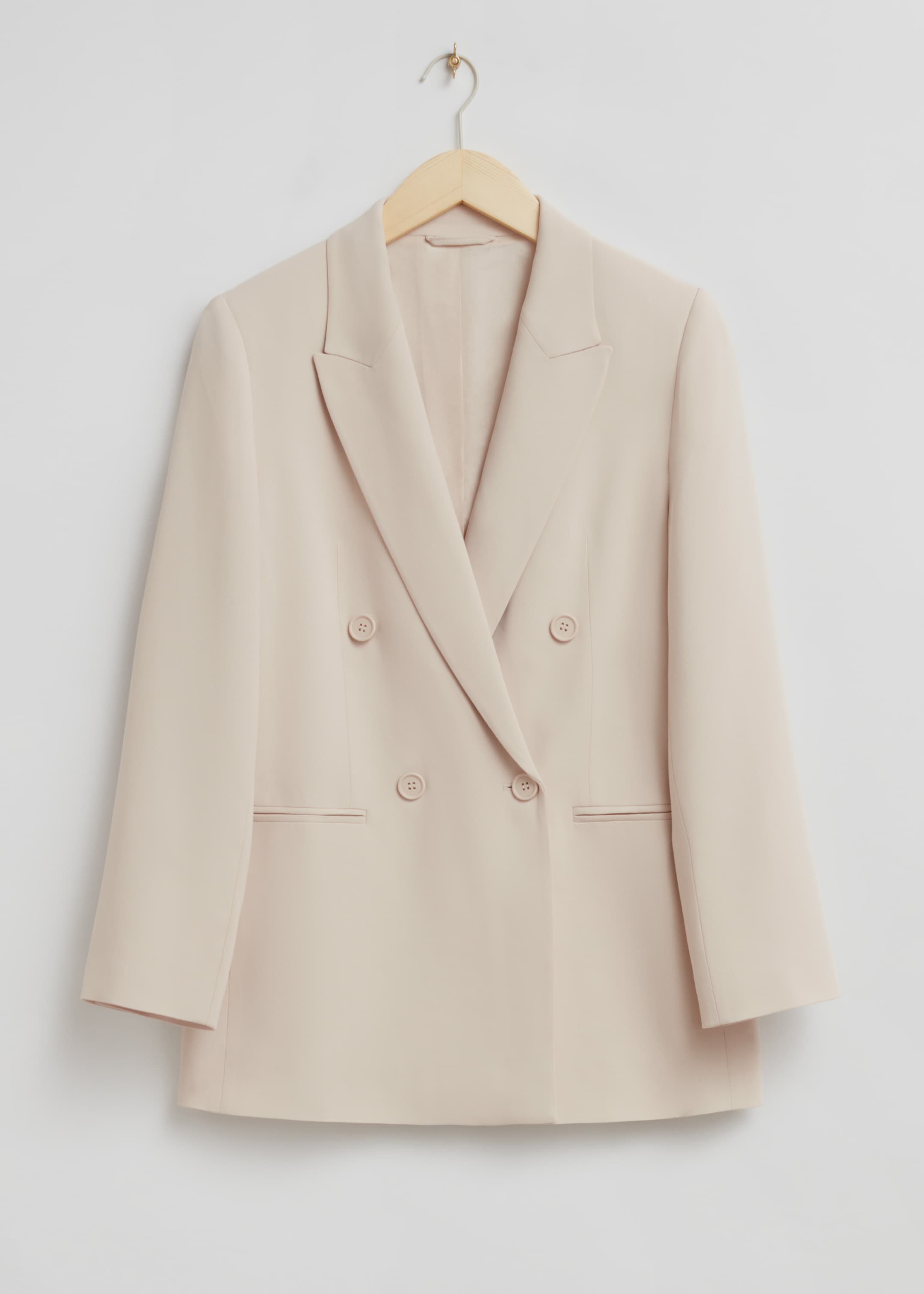 View larger image: Double-Breasted Relaxed Long Blazer - Light Beige - Ladies | H&M GB 1