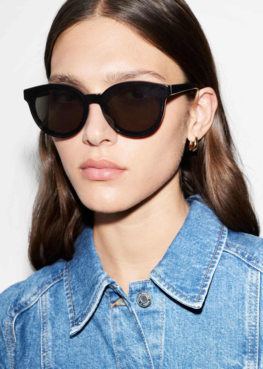 Okrągłe octanowe okulary przeciwsłoneczne – Czarny – Lookbook