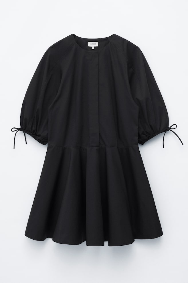 Minivestido con mangas abullonadas - Negro - 1