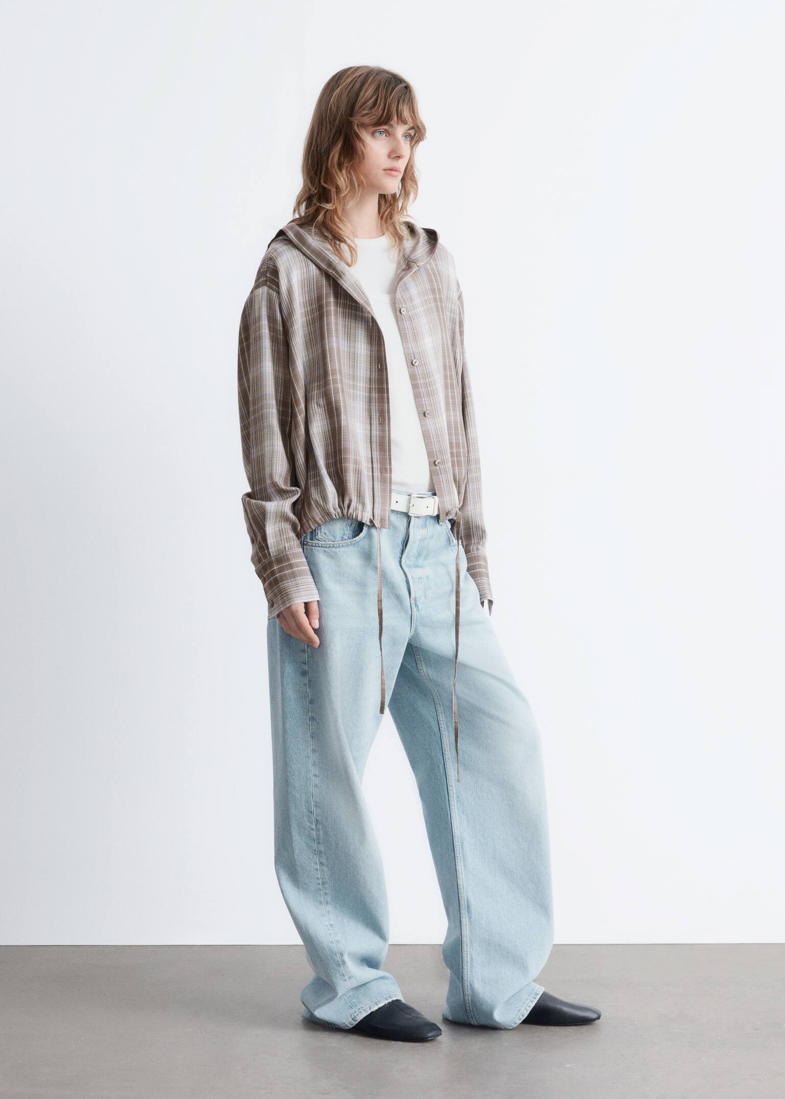 Koszula w kratę z kapturem - Ciemnoszary/Kratka - 4