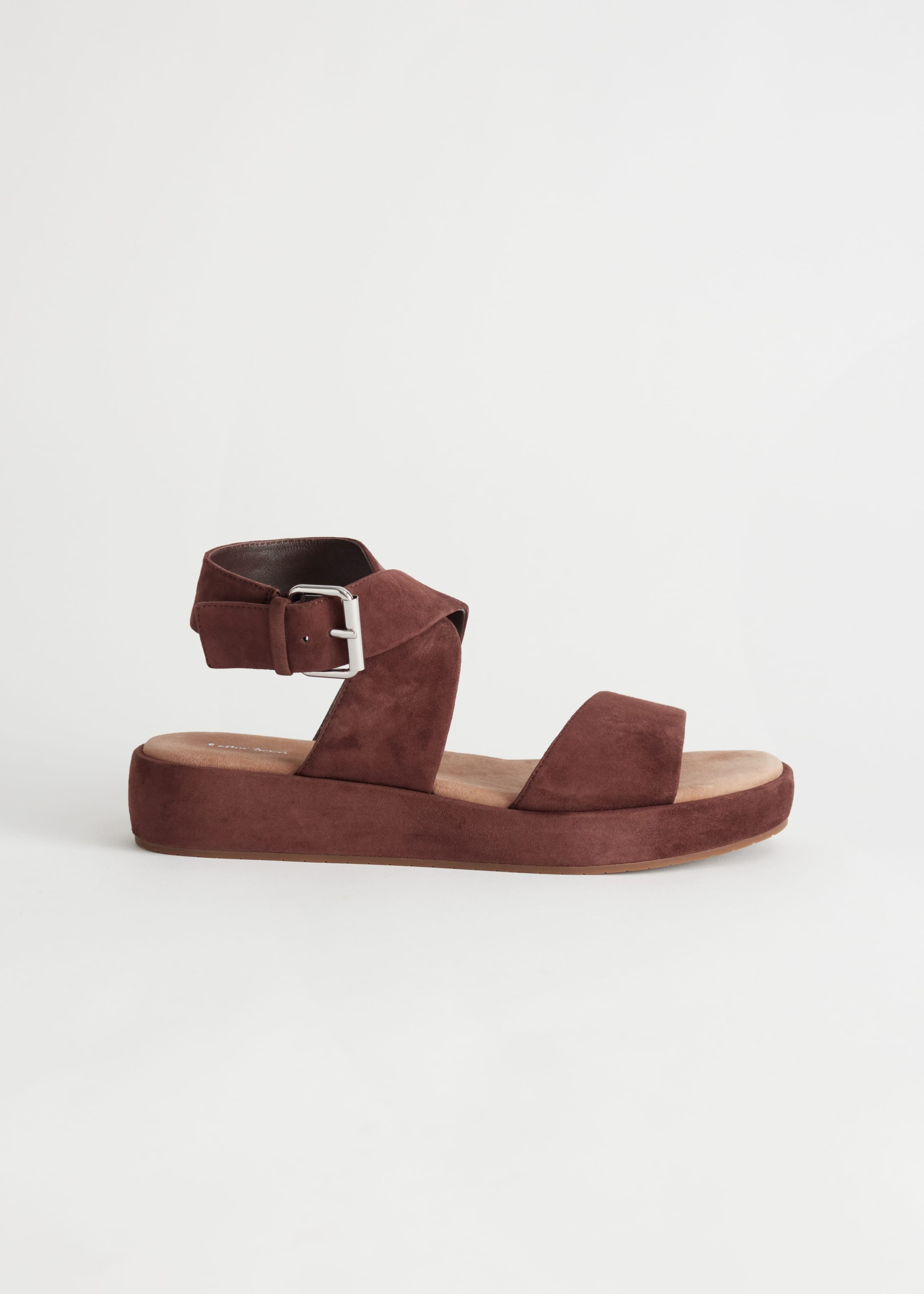 Suede Flatform Sandals - Brown - Bodegón