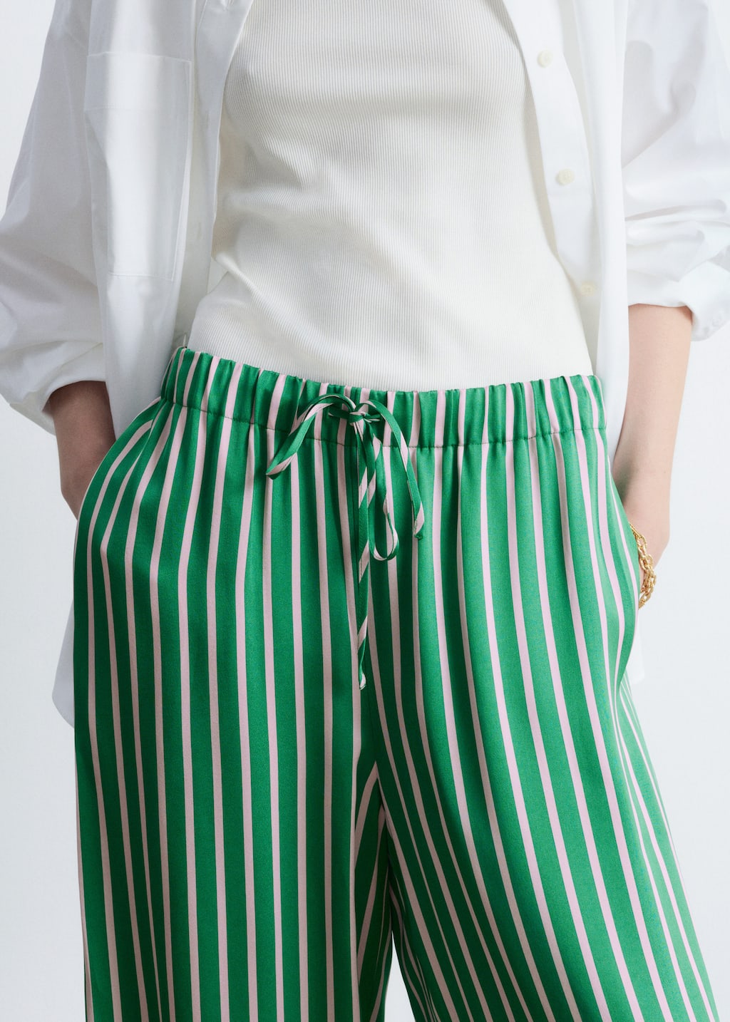Image of Drawstring Satin Trousers