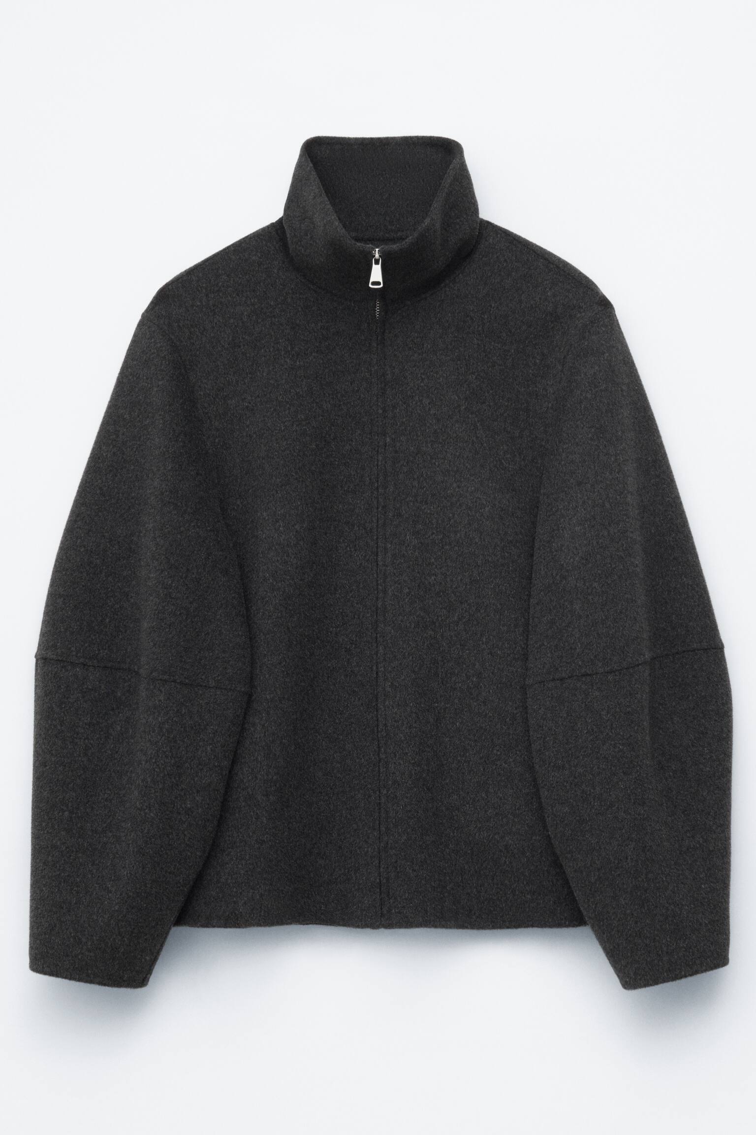 Vlnená bunda na zips - Dark Grey/Dark Beige - 1