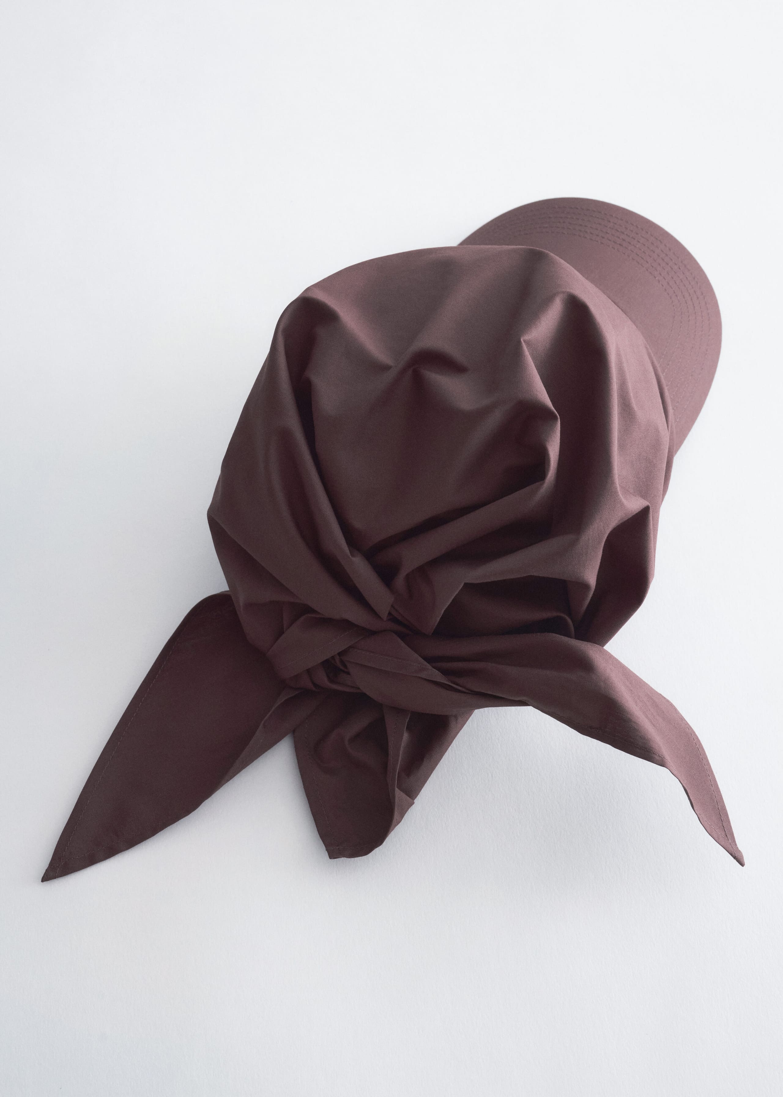 Cotton Scarf Cap - White/Brown - Still Life
