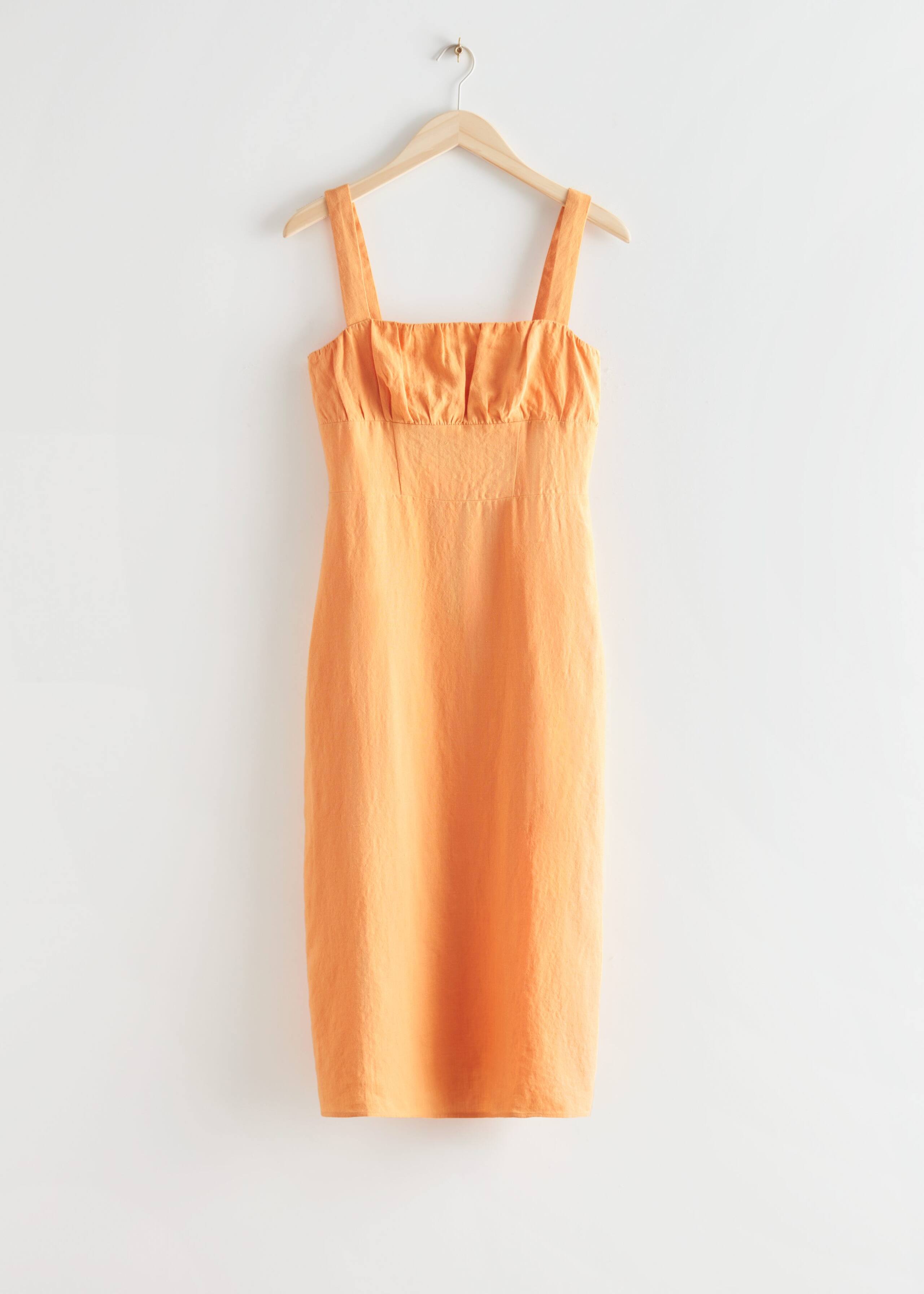 Strappy Linen Midi Dress - Yellow - Natura morta