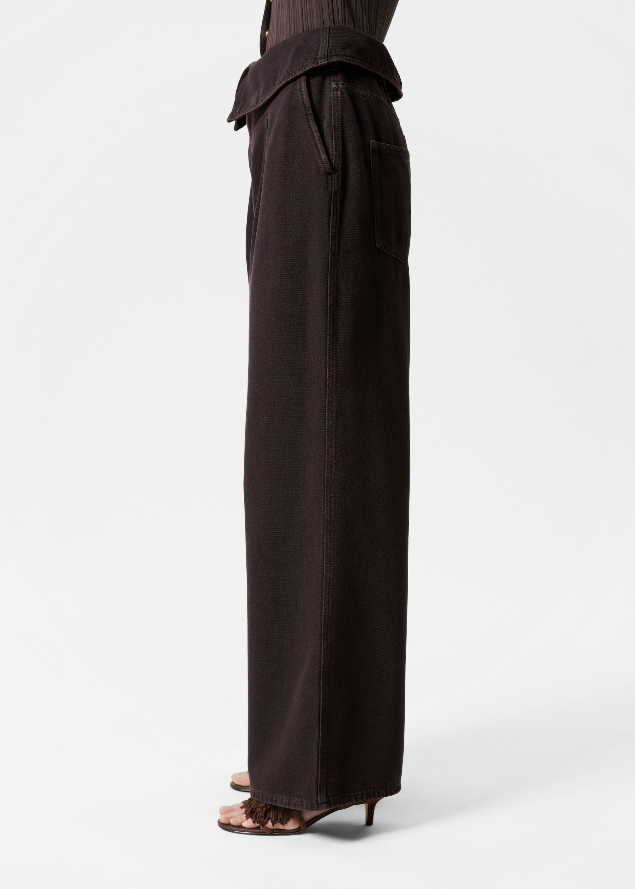 View larger image: Wide-Leg Paperbag Jeans - Dark brown - Ladies | H&M GB 4